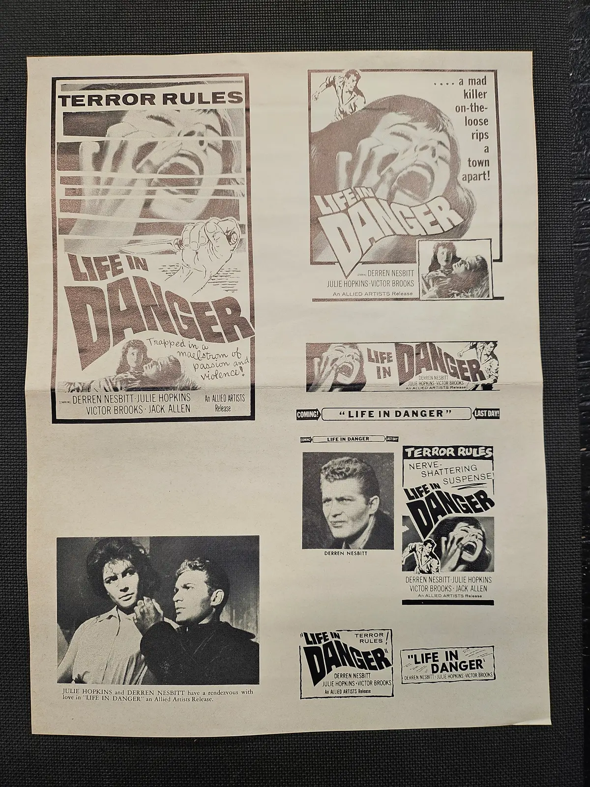 "Life In Danger" Original Movie Ad Mat Mold And Ad Clip Art Print 1