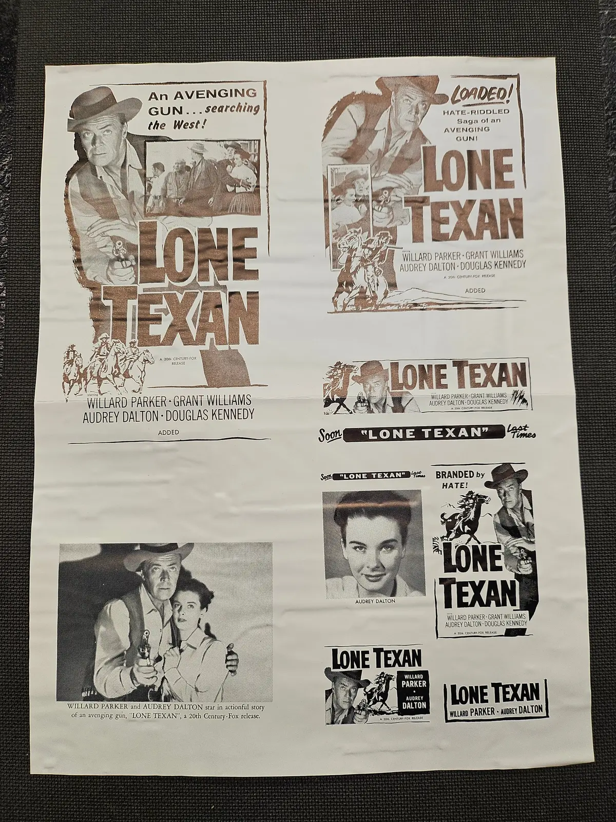 "Lone Texan" Original Movie Ad Mat Mold And Ad Clip Art Print 1