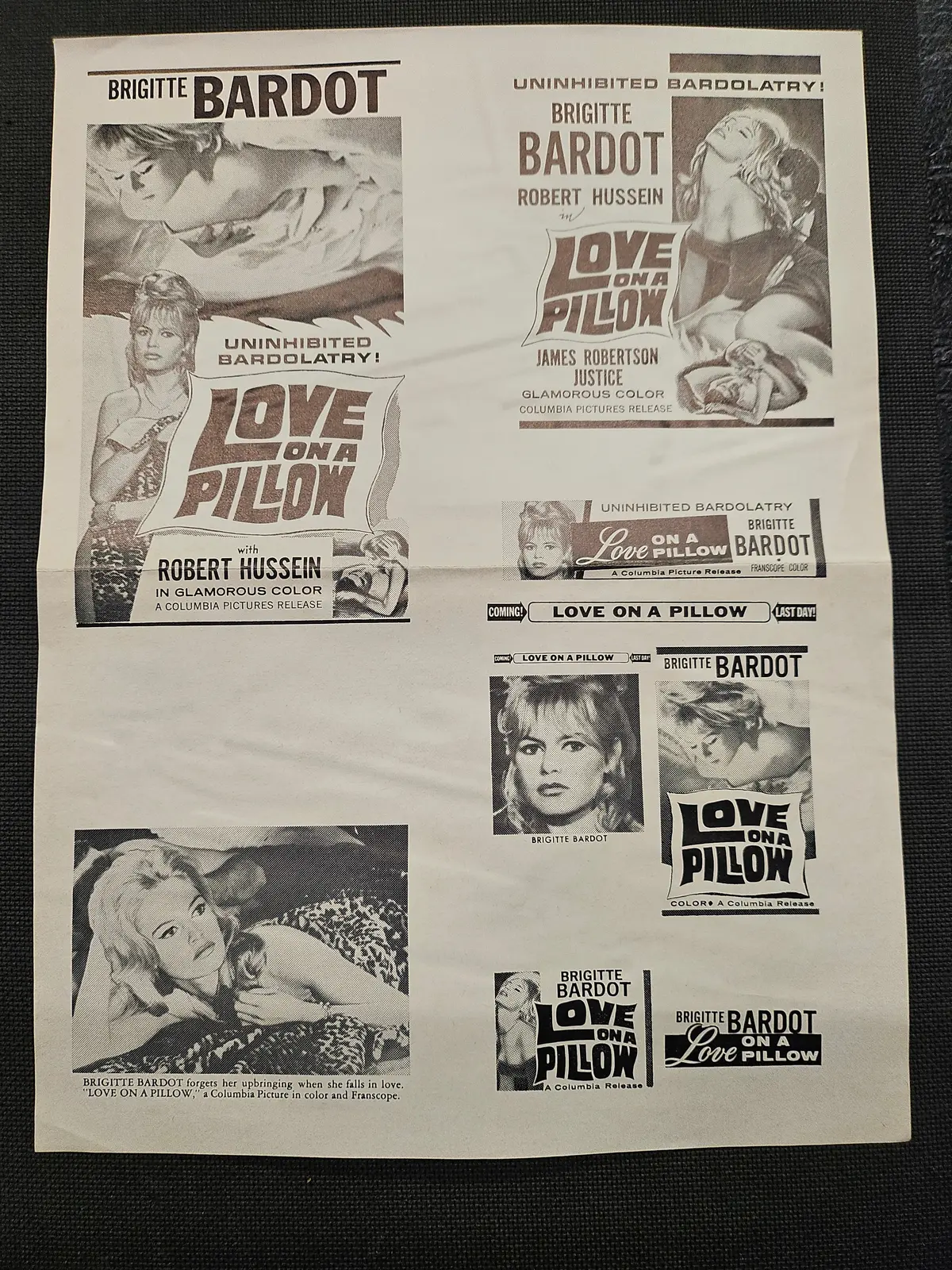 "Love On A Pillow" Original Movie Ad Mat Mold And Ad Clip Art Print 1