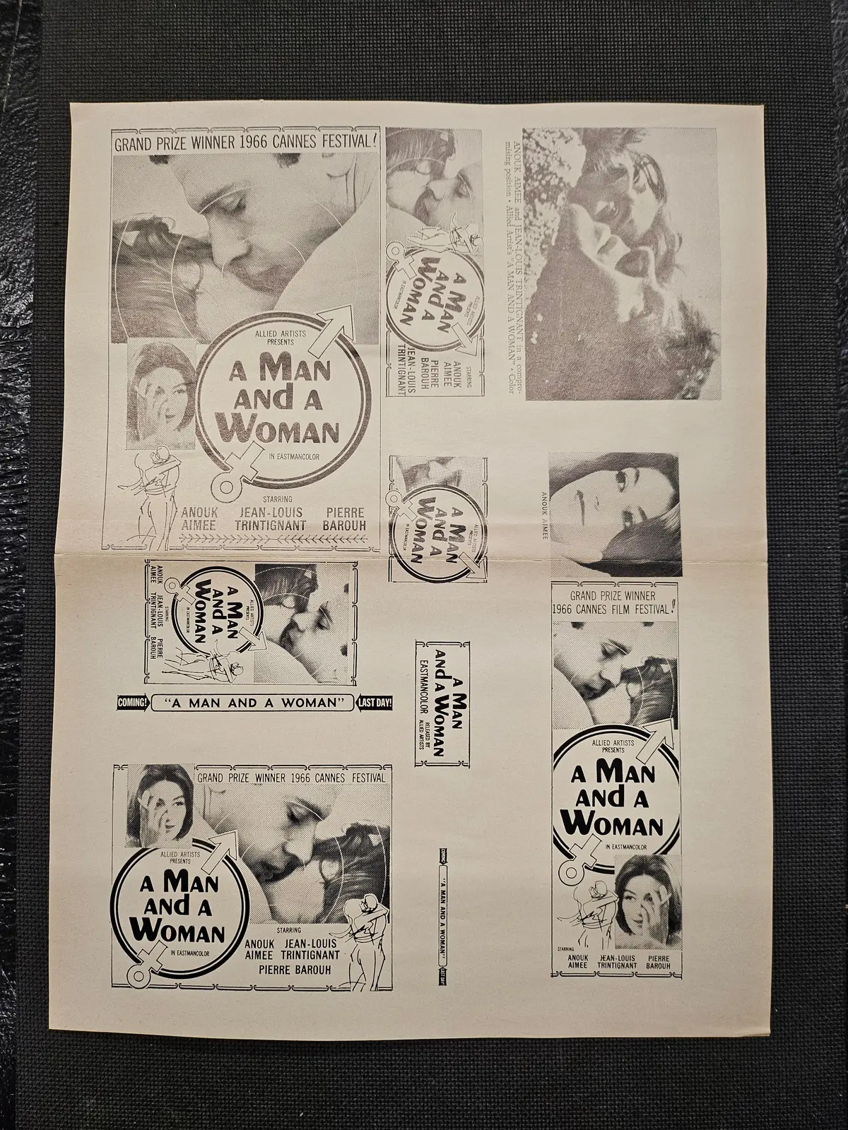 "A Man And A Woman" Original Movie Ad Mat Mold And Ad Clip Art Print 1