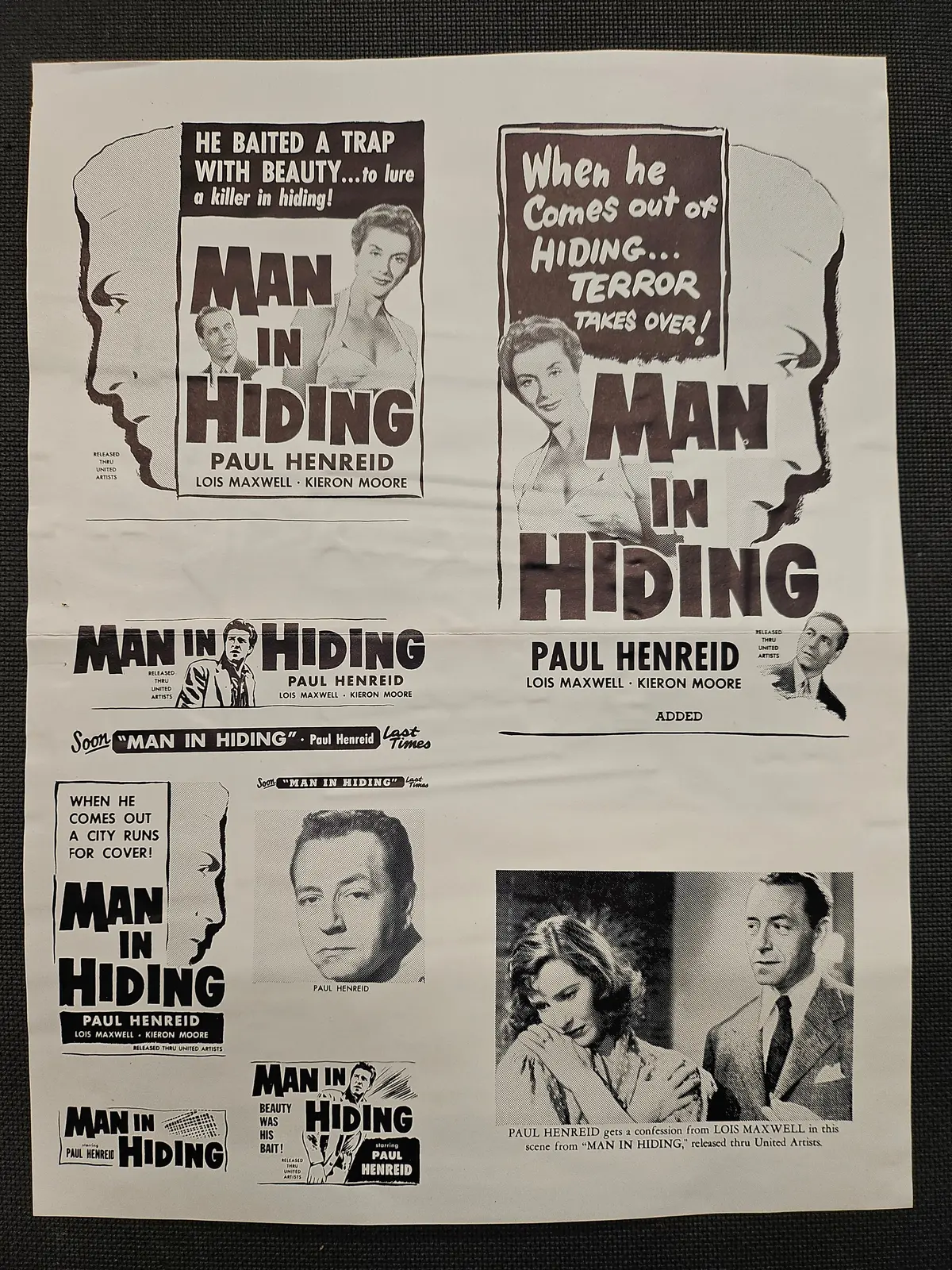 "Man In Hiding" Original Movie Ad Mat Mold And Ad Clip Art Print 1