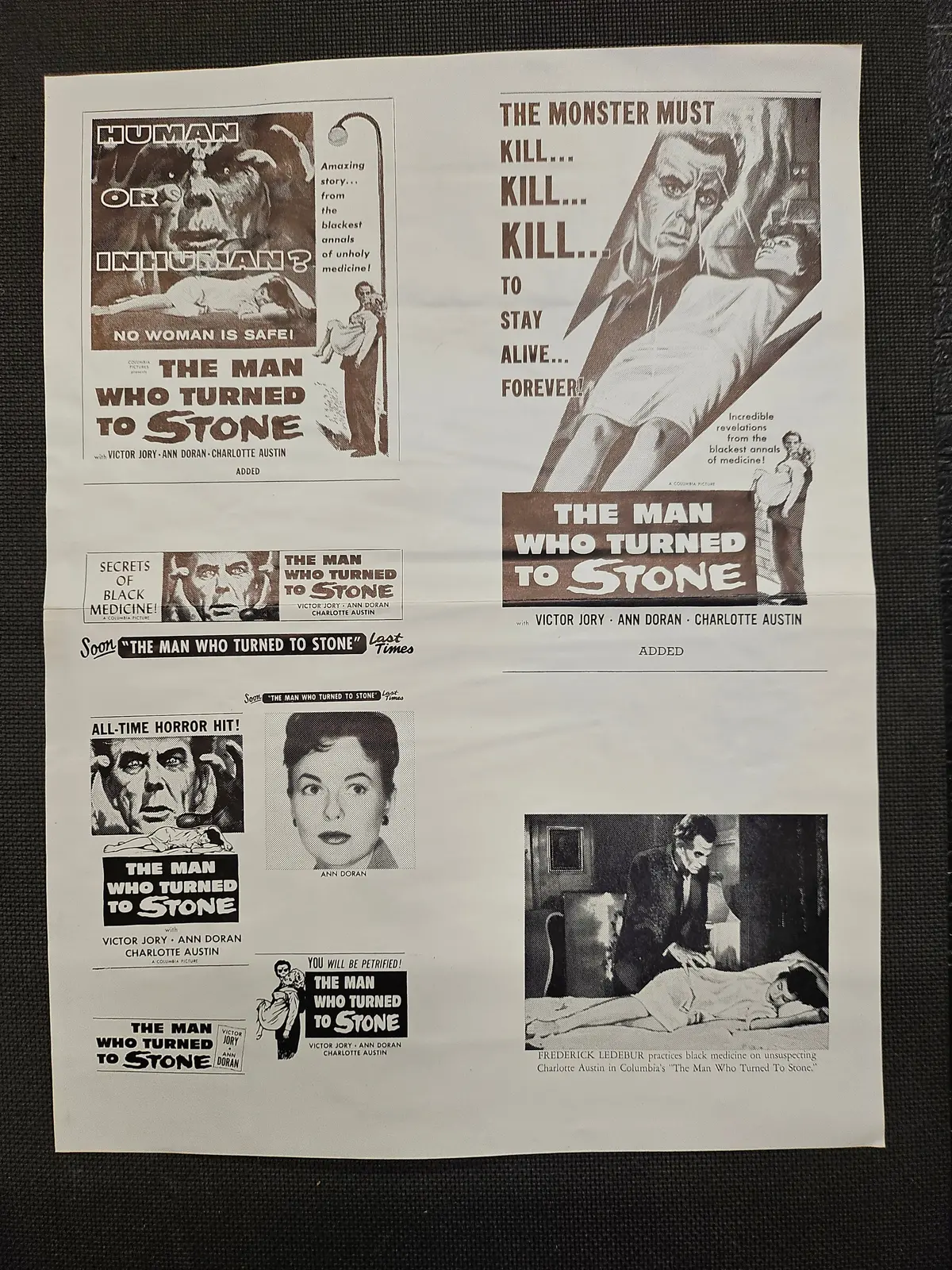 "The Man Who Turned To Stone" Original Movie Ad Clip Art Print 1