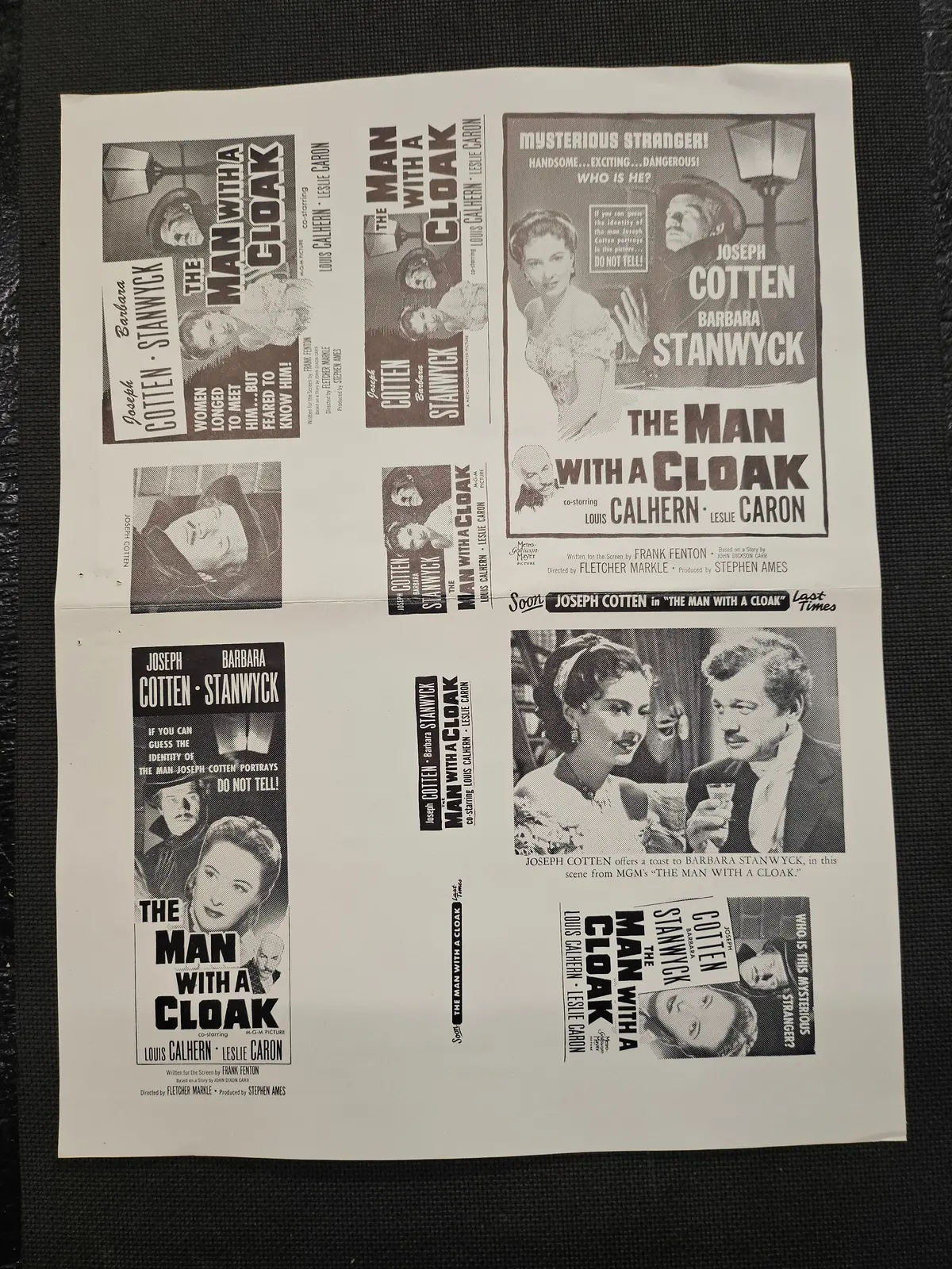 "The Man With A Cloak" Original Movie Ad Clip Art Print 1
