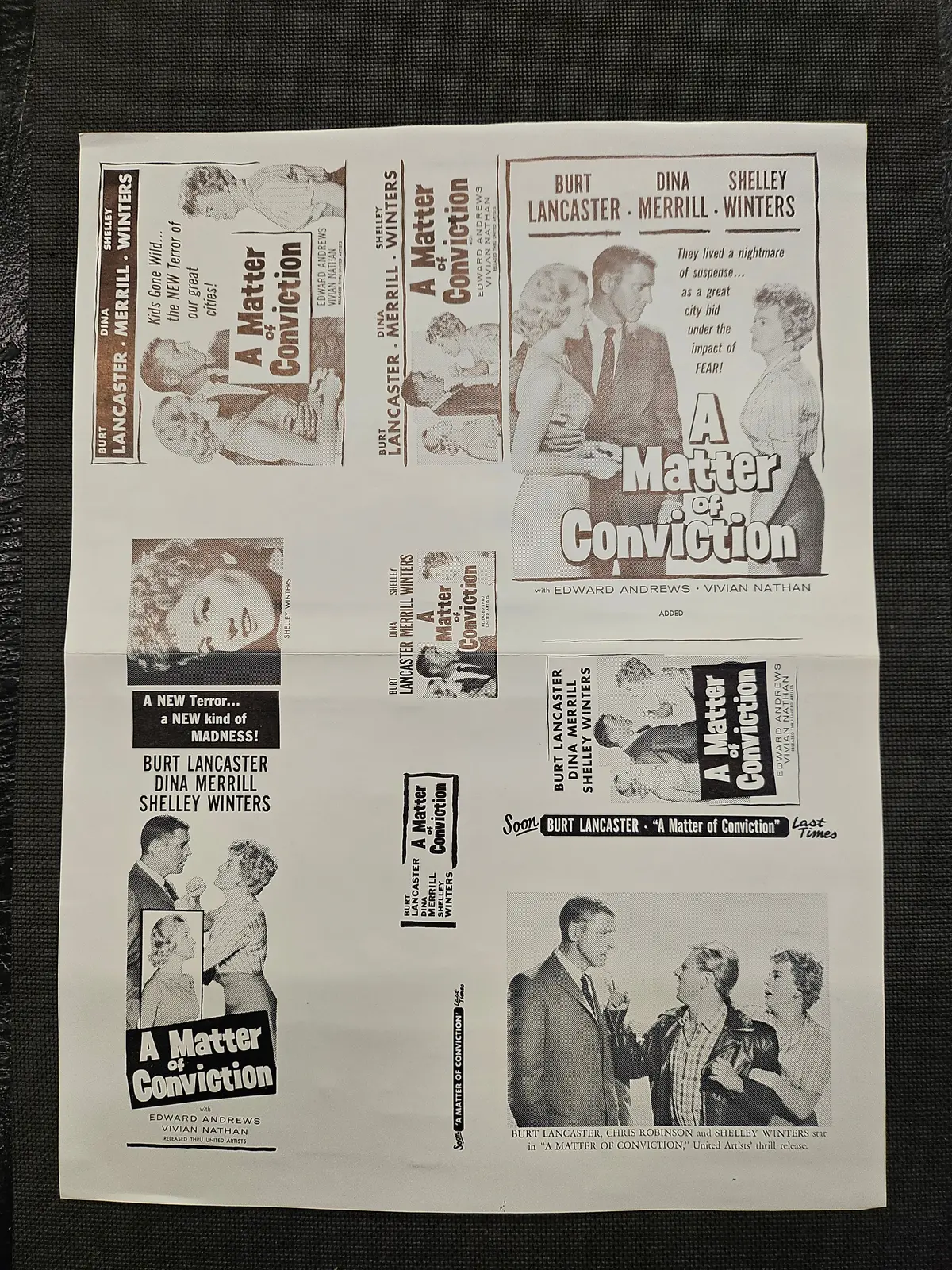 "A Matter Of Conviction (The Young Savages)" Original Movie Ad Mat Mold And Ad Clip Art Print 1