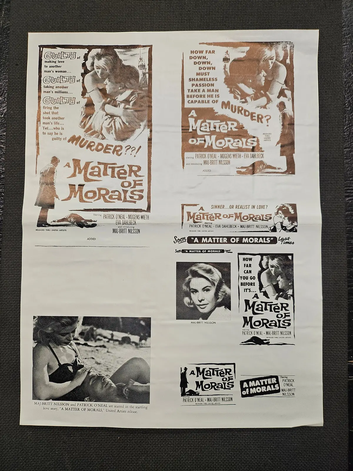 "A Matter Of Morals" Original Movie Ad Mat Mold And Ad Clip Art Print 1