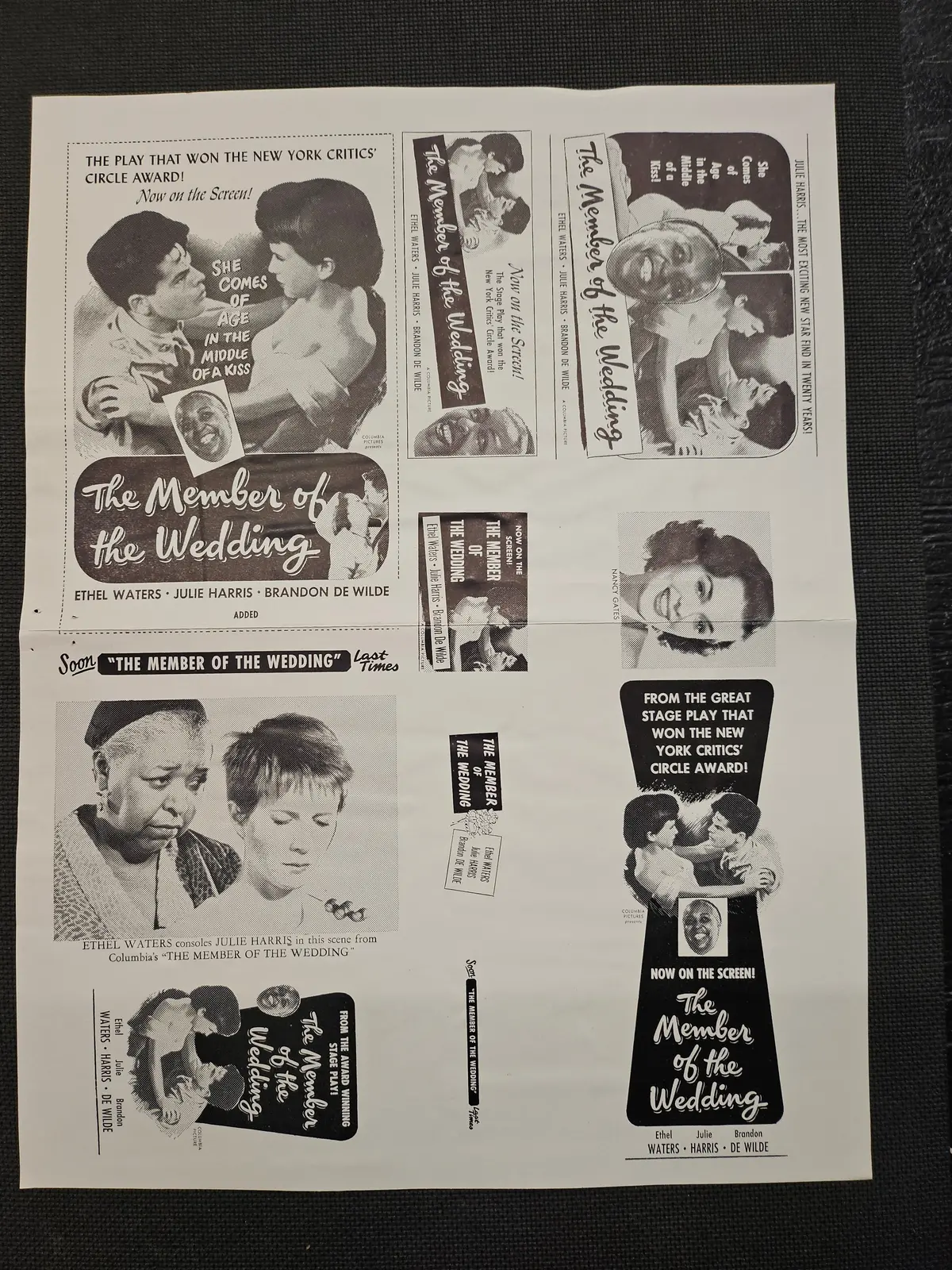 "The Member Of The Wedding" Original Movie Ad Mat Mold And Ad Clip Art Print 1