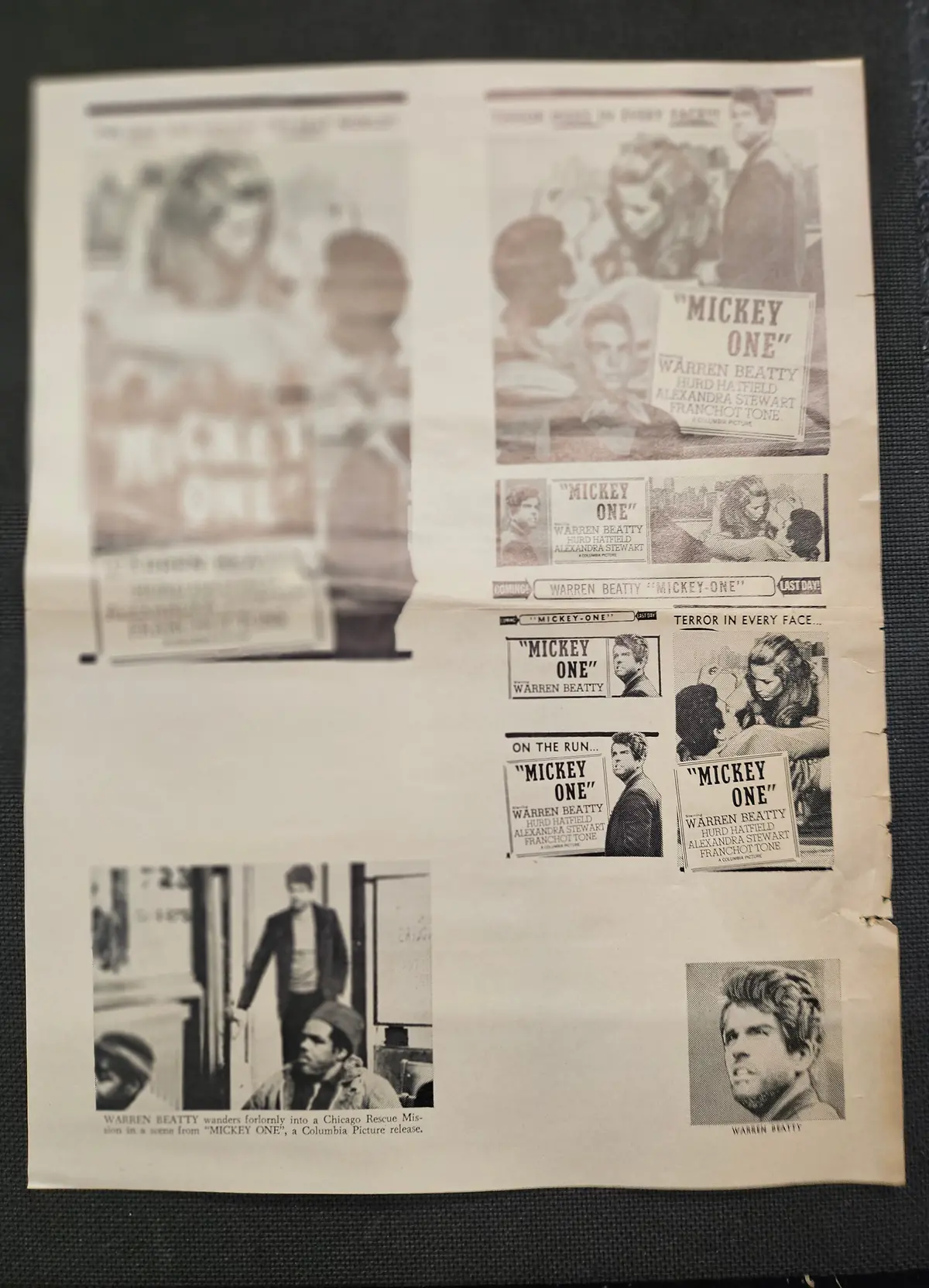 "Mickey One" Original Movie Ad Mat Mold And Ad Clip Art Print 1