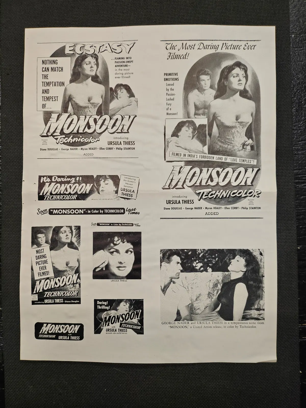 "Monsoon" Original Movie Ad Mat Mold And Ad Clip Art Print 1