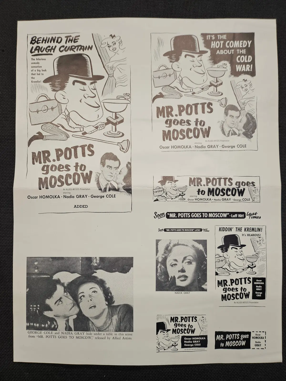 "Mr. Potts Goes To Moscow" Original Movie Ad Mat Mold And Ad Clip Art Print 1