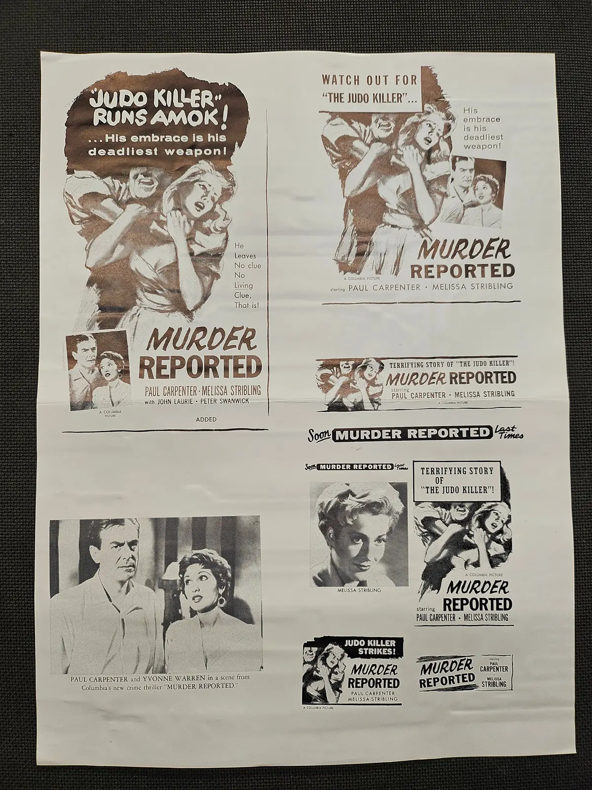 "Murder Reported" Original Movie Ad Mat Mold And Ad Clip Art Print 1