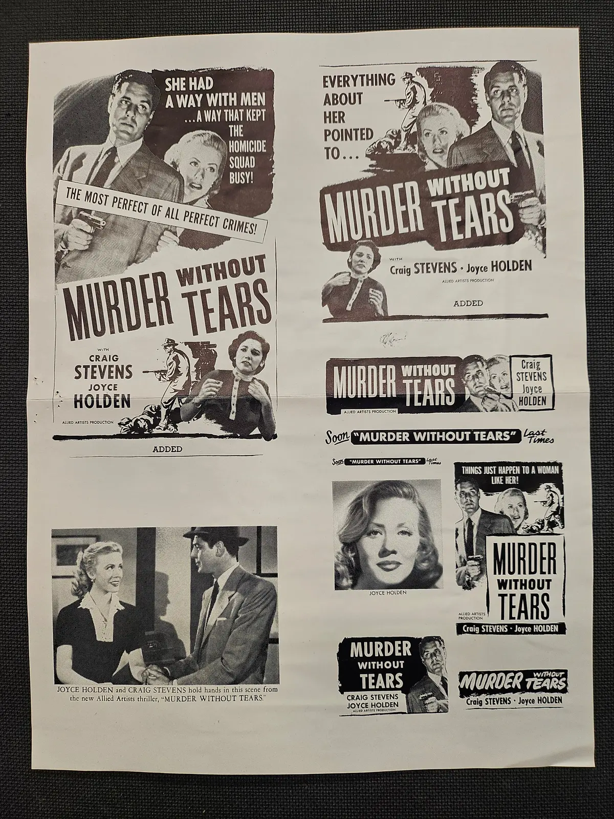 "Murder Without Tears" Original Movie Ad Mat Mold And Ad Clip Art Print 1