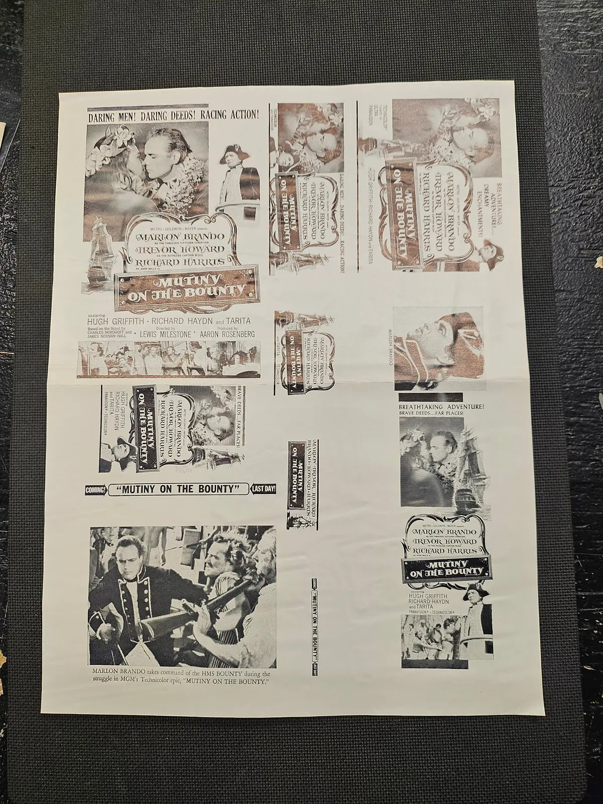 "Mutiny On The Bounty" Original Movie Ad Mat Mold And Ad Clip Art Print 1