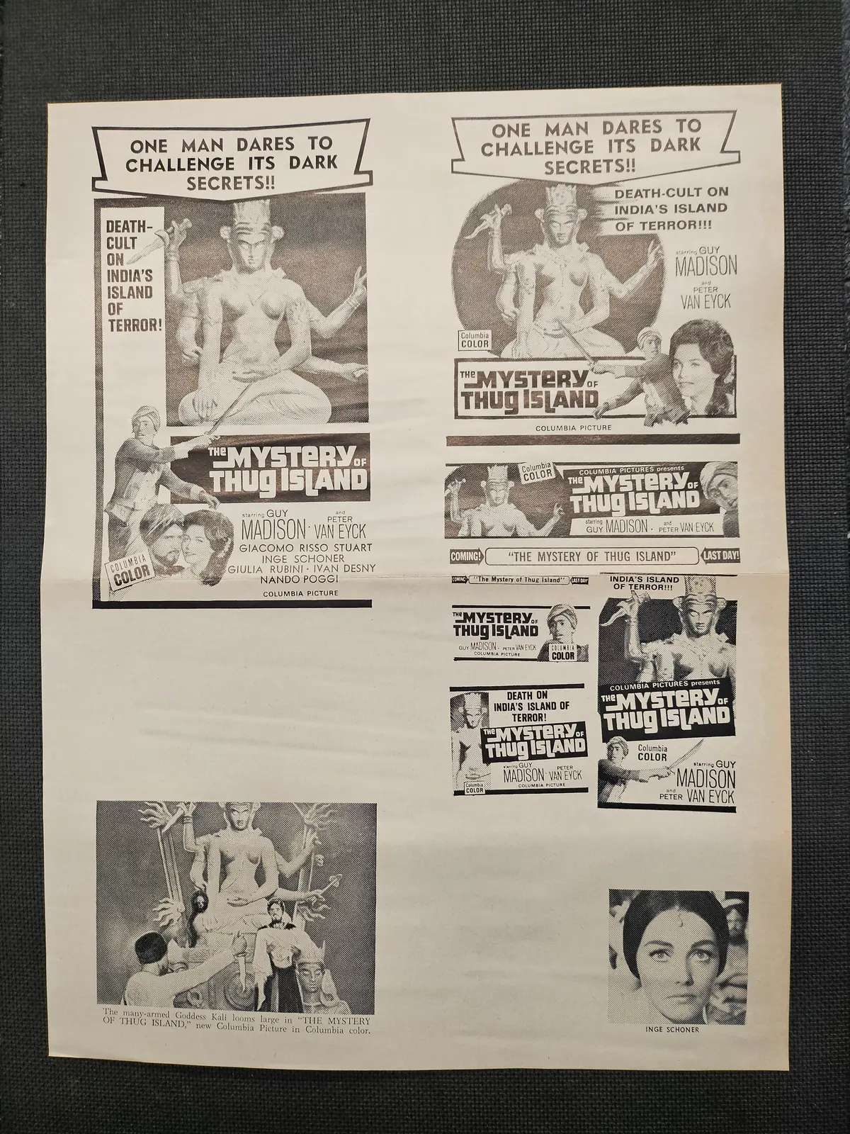 "Mystery Of Thug Island (Kidnapped To Mystery Island)" Original Movie Ad Mat Mold And Ad Clip Art Print 1
