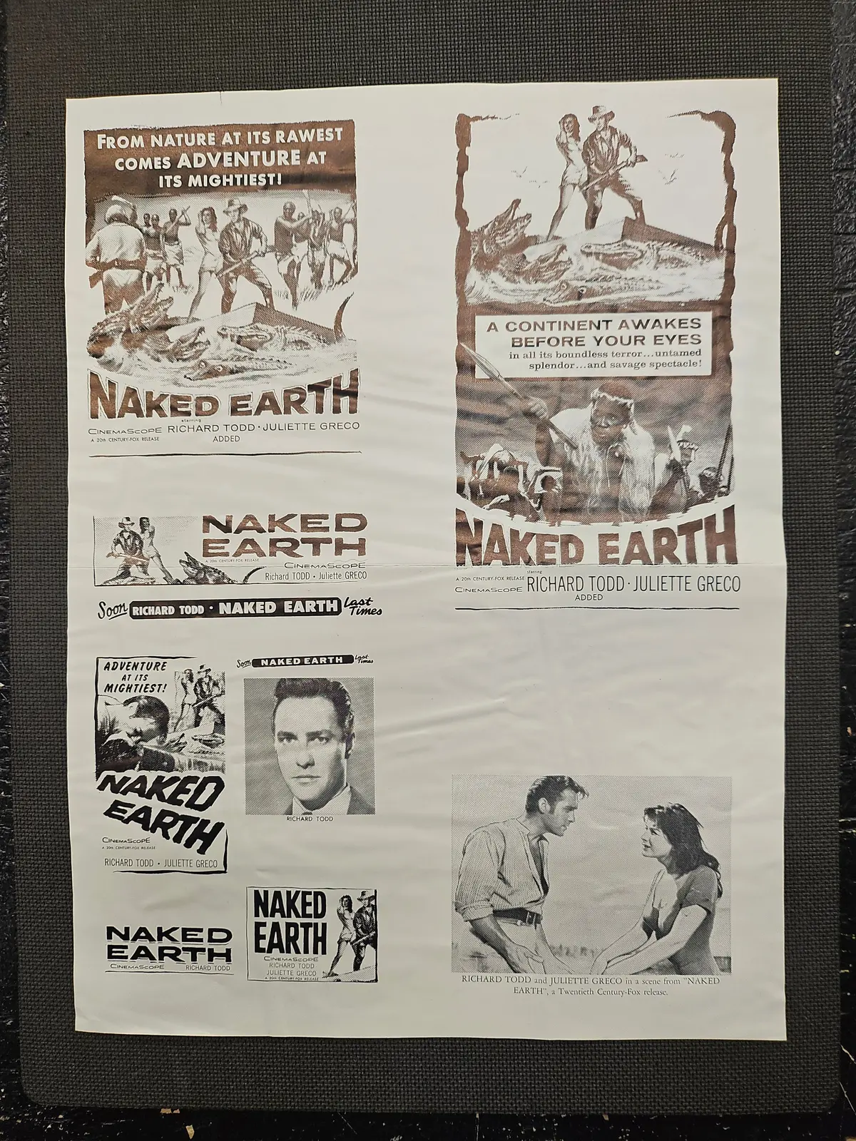 "The Naked Earth" Original Movie Ad Mat Mold And Ad Clip Art Print 1