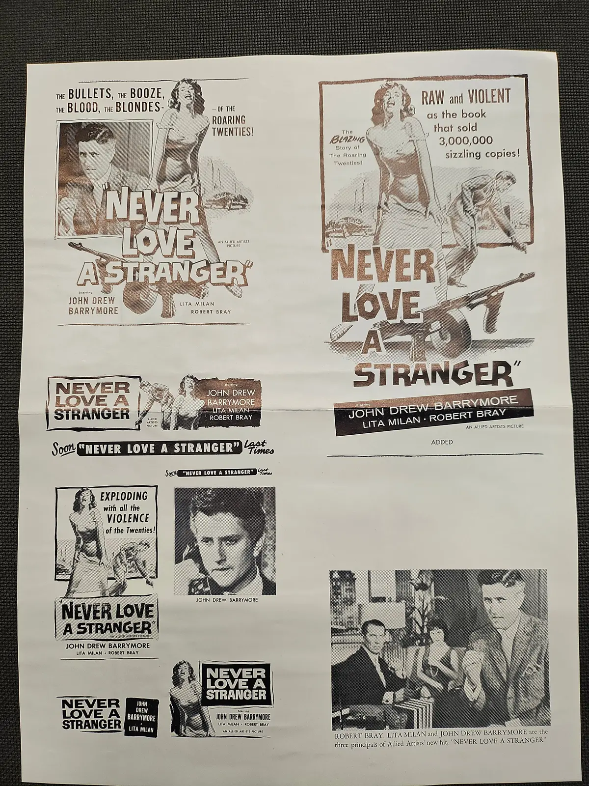 "Never Love A Stranger" Original Movie Ad Mat Mold And Ad Clip Art Print 1