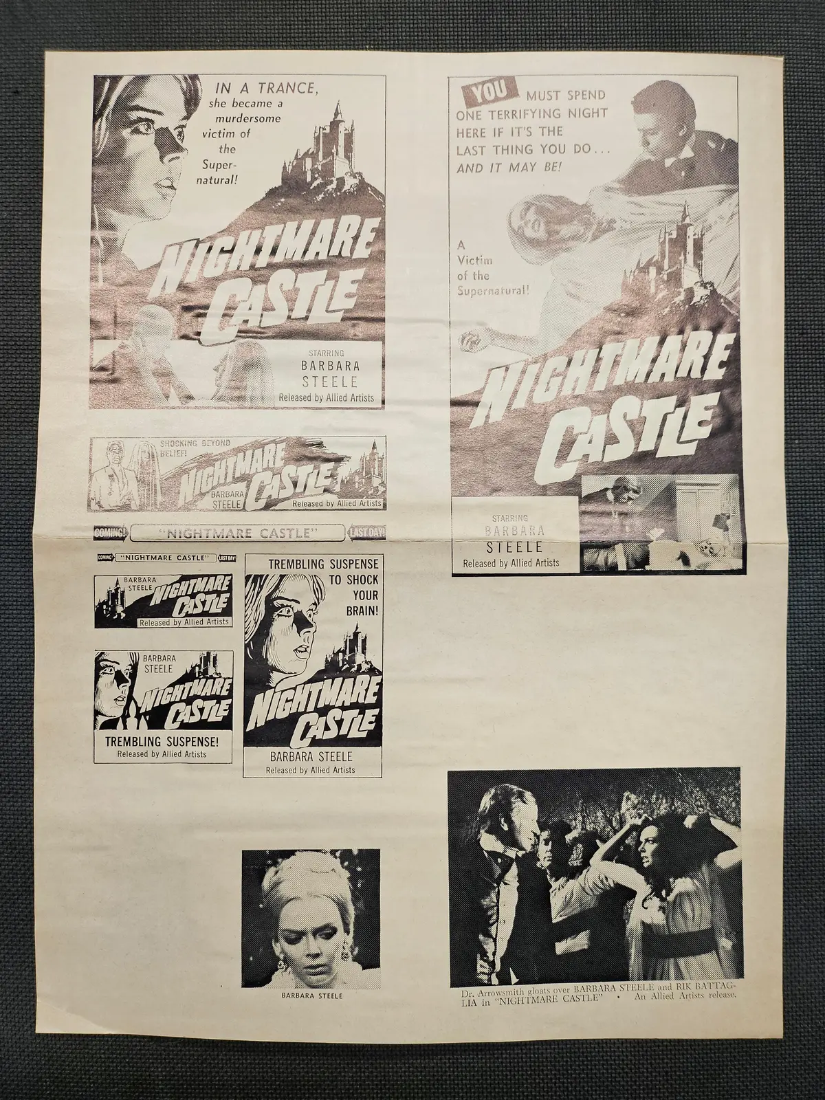 "Nightmare Castle" Original Movie Ad Mat Mold And Ad Clip Art Print 1