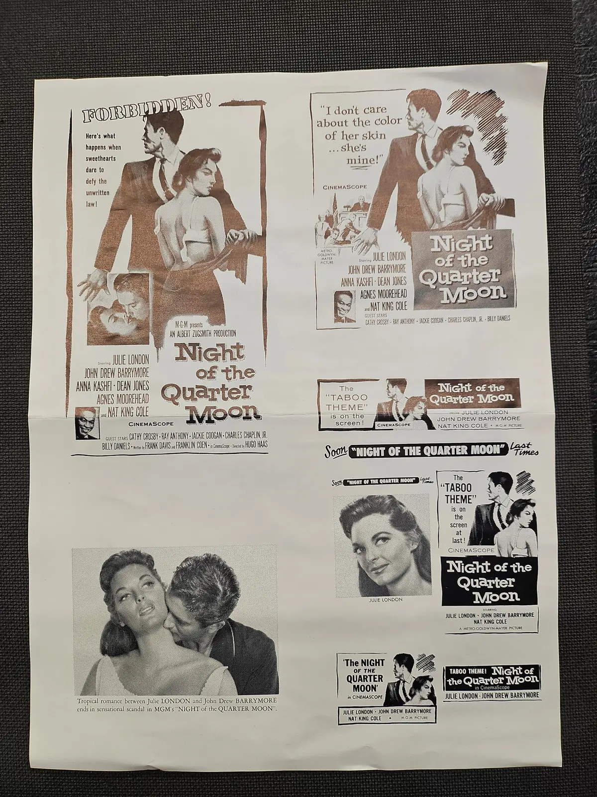 "Night Of The Quarter Moon" Original Movie Ad Mat Mold And Ad Clip Art Print 1