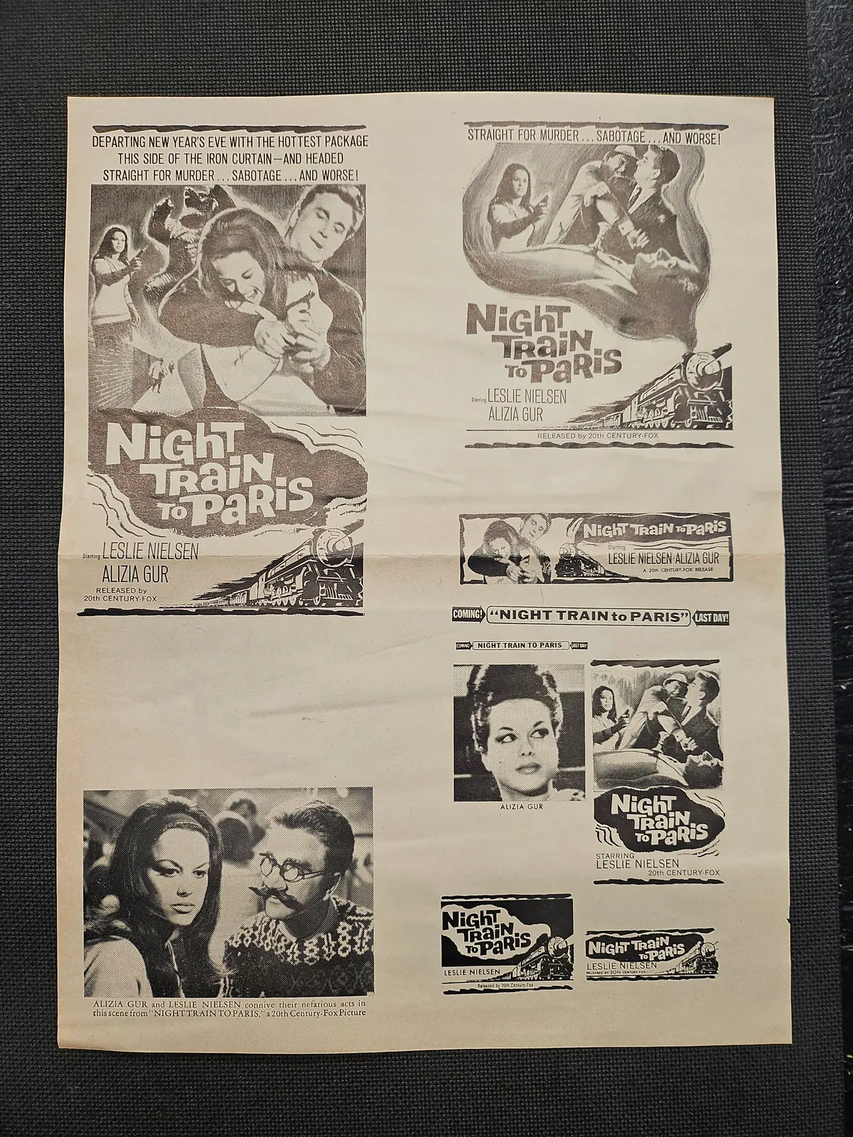 "Night Train To Paris" Original Movie Ad Clip Art Print 1