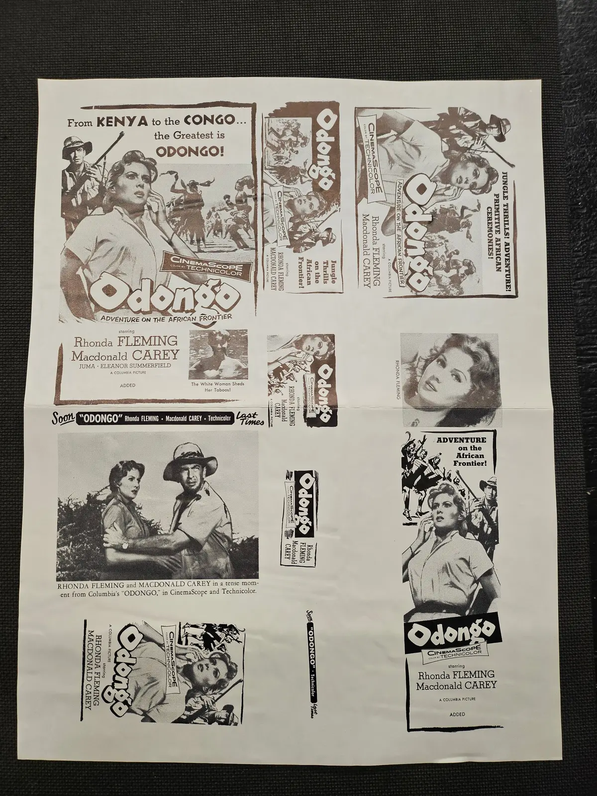 "Odongo (An Adventure Of The African Frontier)" Original Movie Ad Mat Mold And Ad Clip Art Print 1