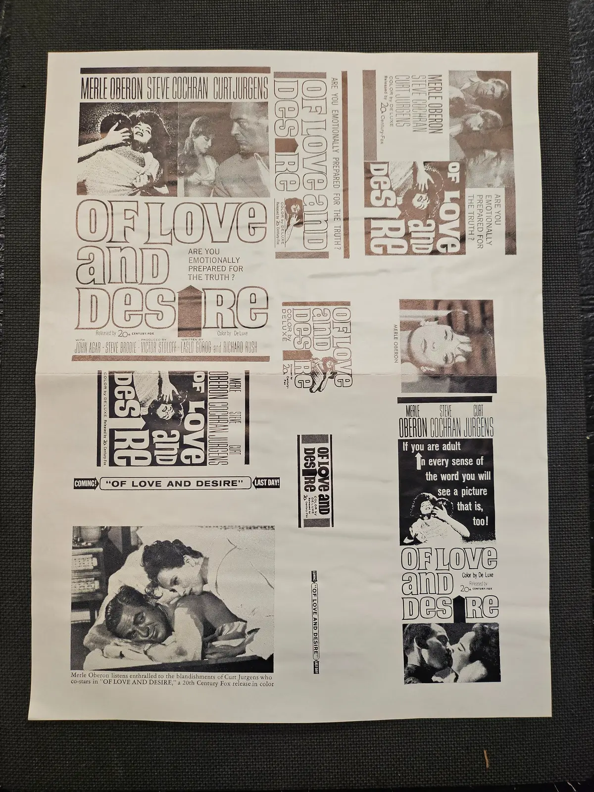 "Of Love And Desire" Original Movie Ad Mat Mold And Ad Clip Art Print 1