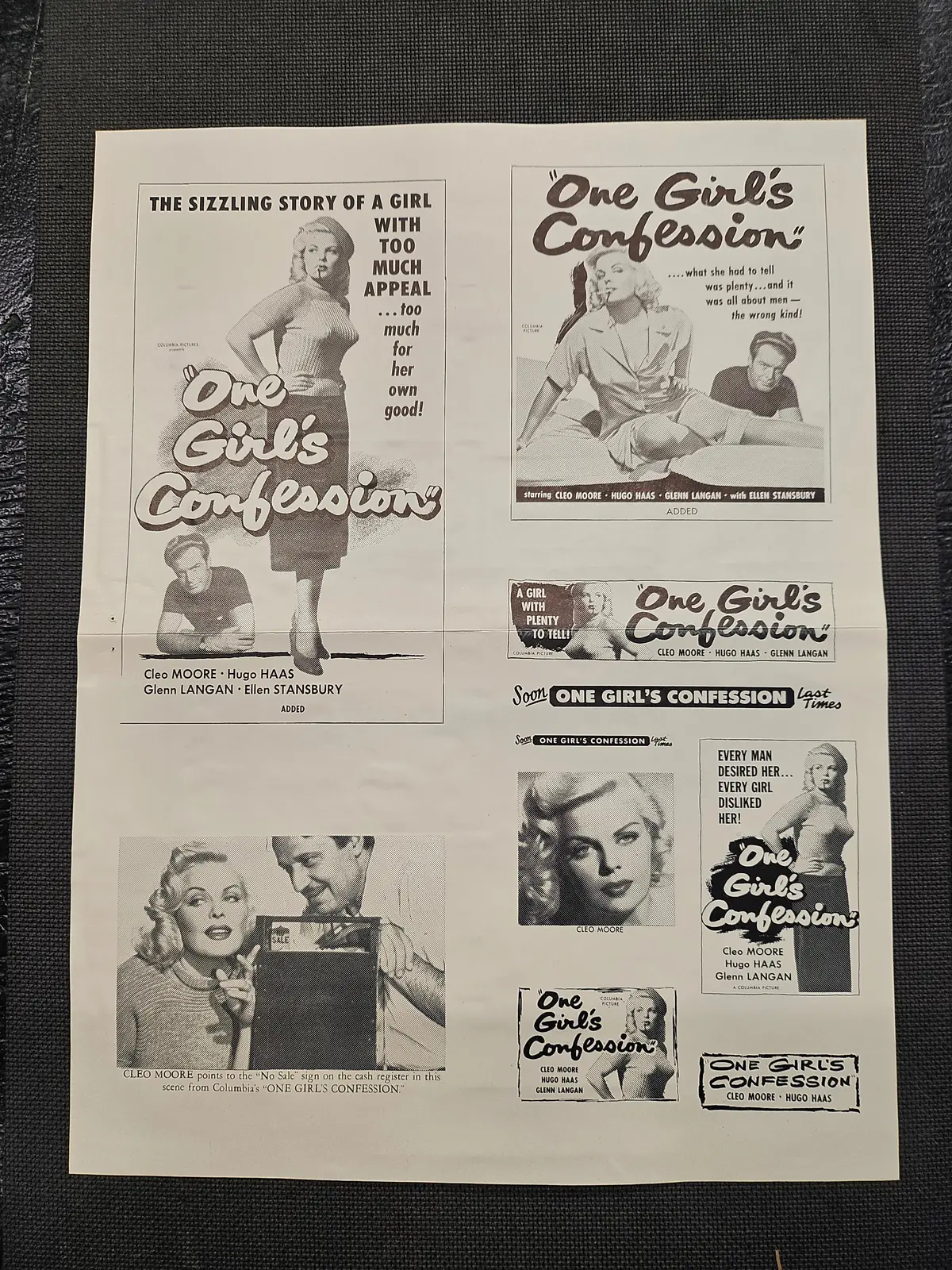 "One Girl's Confession" Original Movie Ad Clip Art Print 1