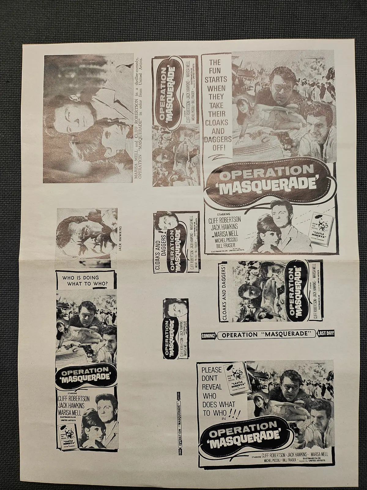 "(Operation) Masquerade" Original Movie Ad Mat Mold And Ad Clip Art Print 1