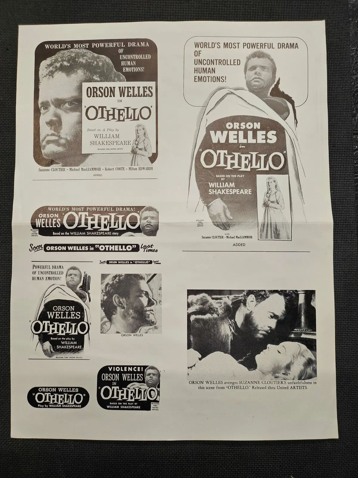 "Othello" With Orson Welles Original Movie Ad Mat Mold And Ad Clip Art Print 1