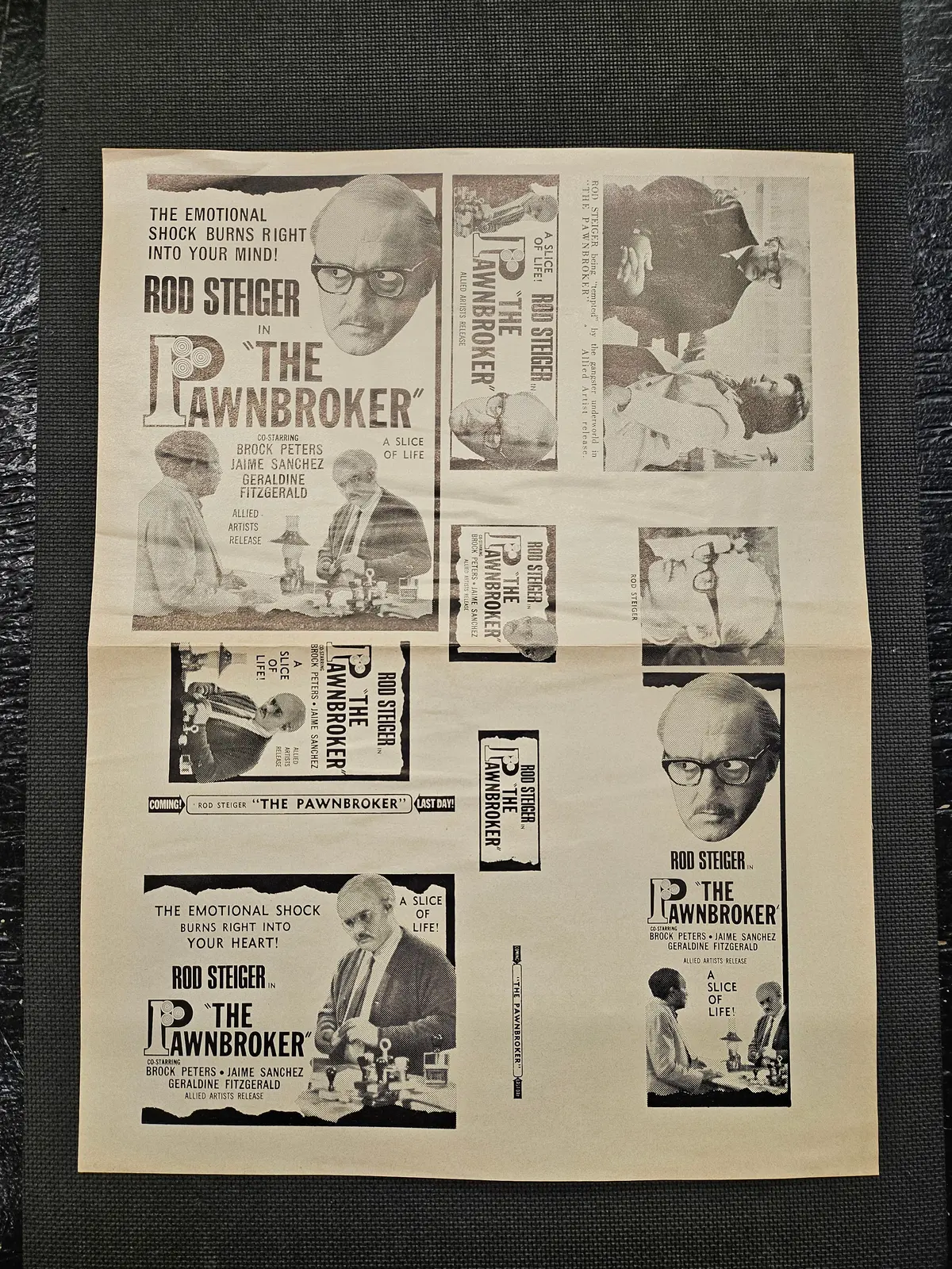 "The Pawnbroker" Original Movie Ad Mat Mold And Ad Clip Art Print 1
