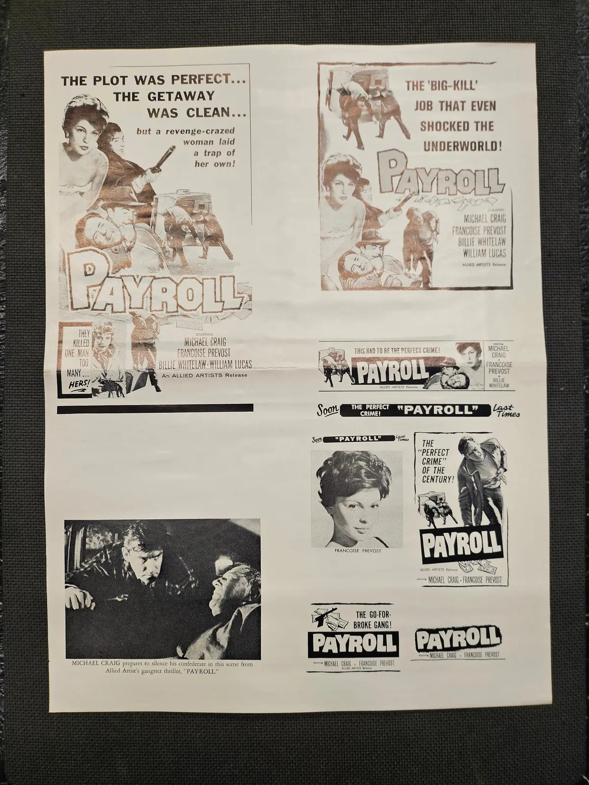 "Payroll (I Promised To Pay)" Original Movie Ad Mat Mold And Ad Clip Art Print 1