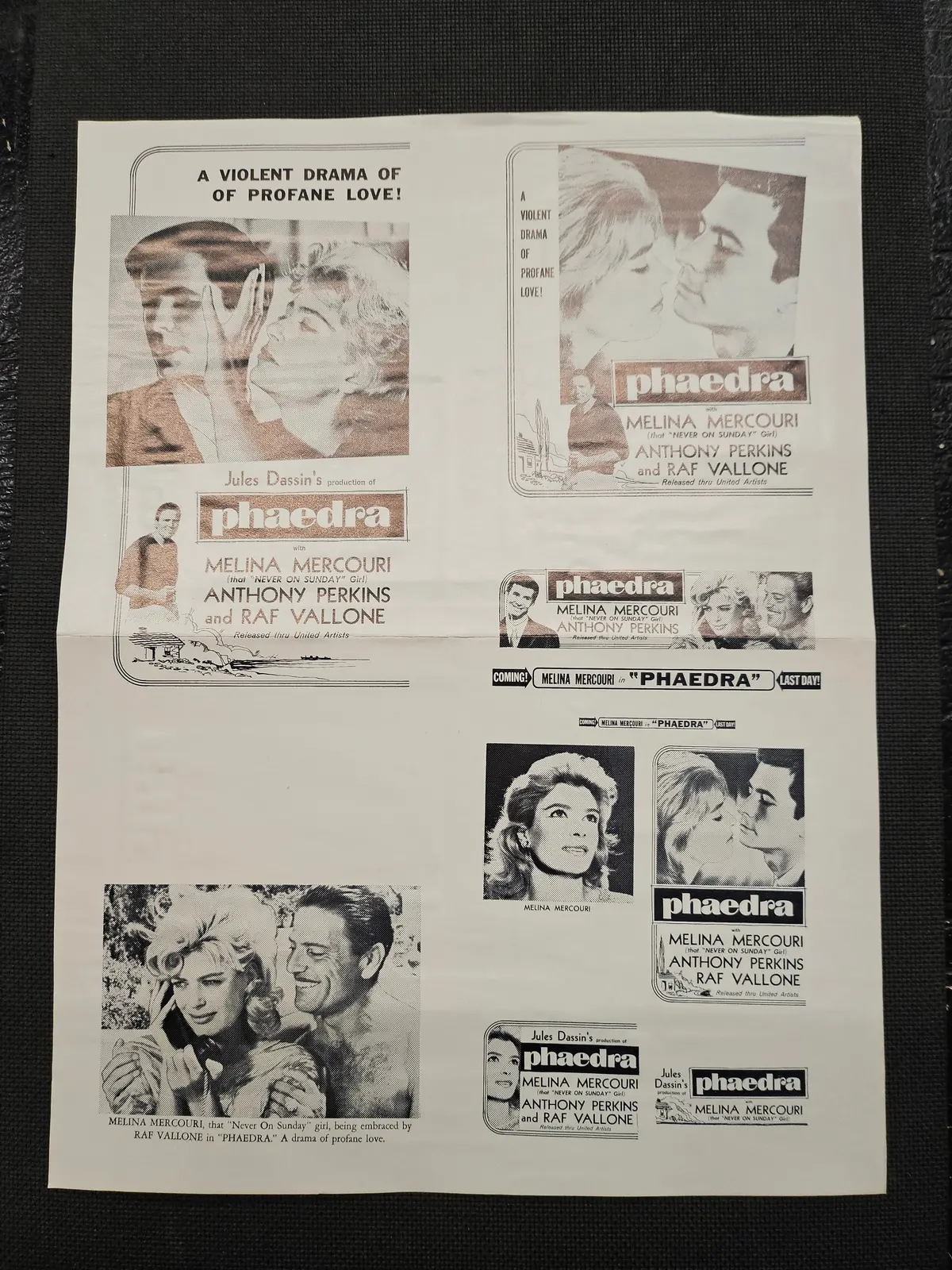 "Phaedra" Original Movie Ad Clip Art Print 1