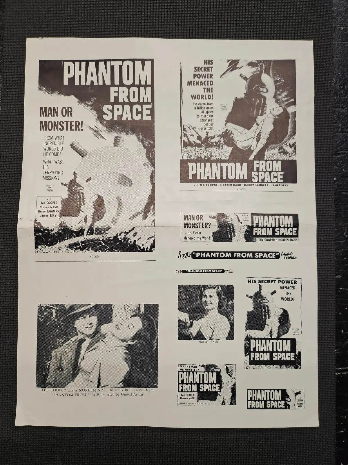 "Phantom From Space" Original Movie Ad Mat Mold And Ad Clip Art Print 1