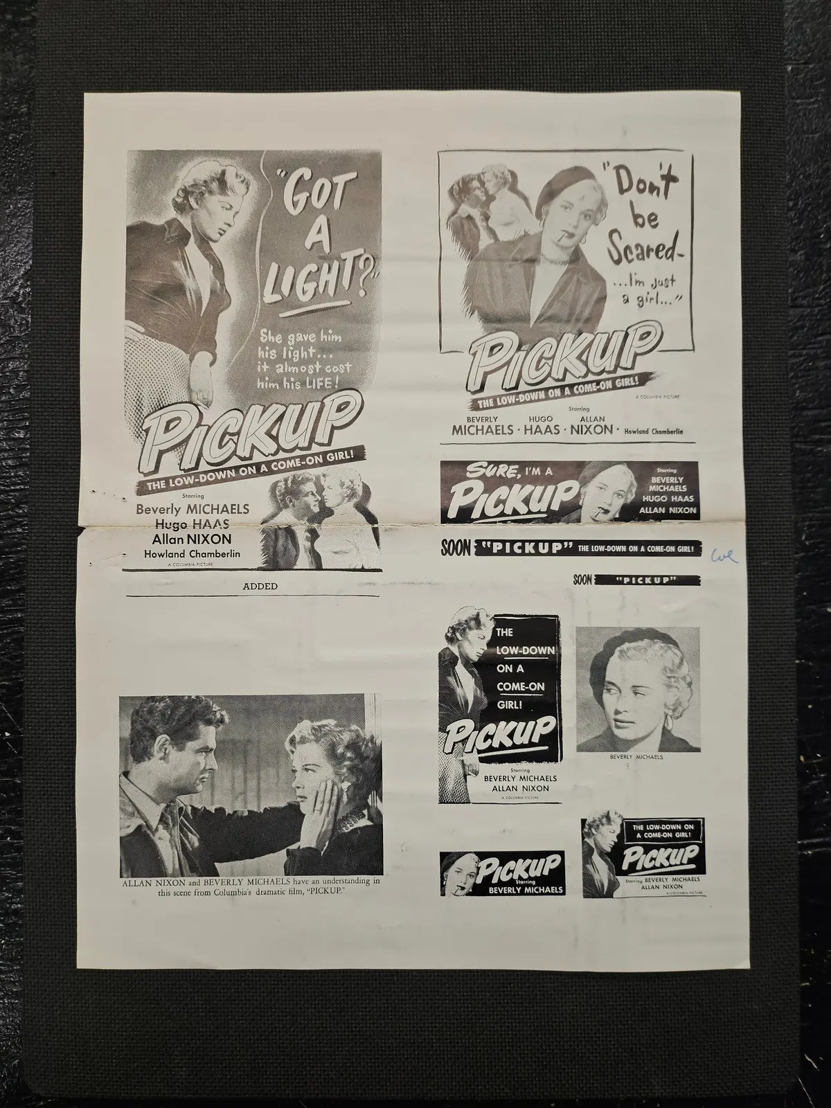 "Pickup" Original Movie Ad Mat Mold And Ad Clip Art Print 1