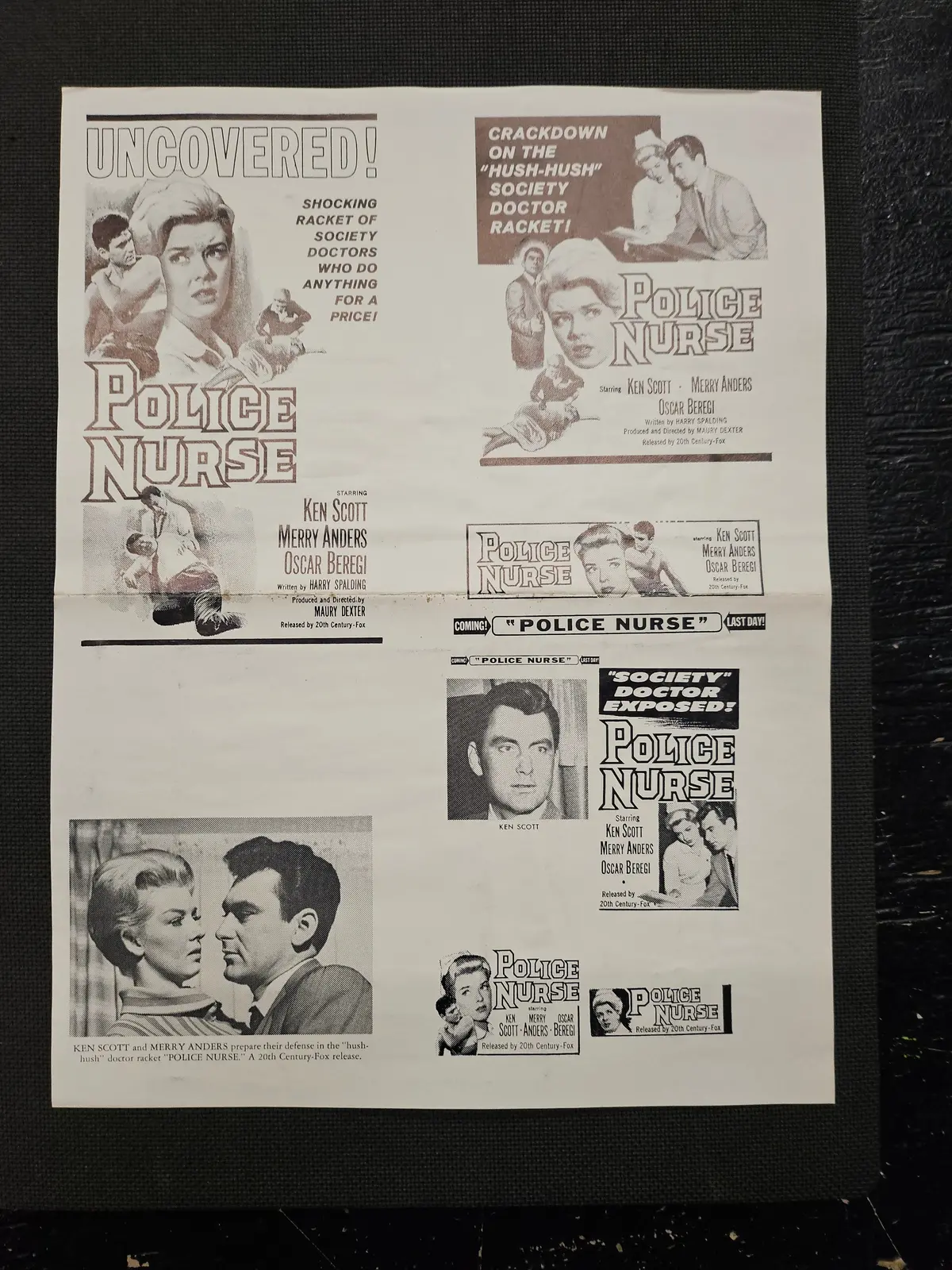 "Police Nurse" Original Movie Ad Mat Mold And Ad Clip Art Print 1