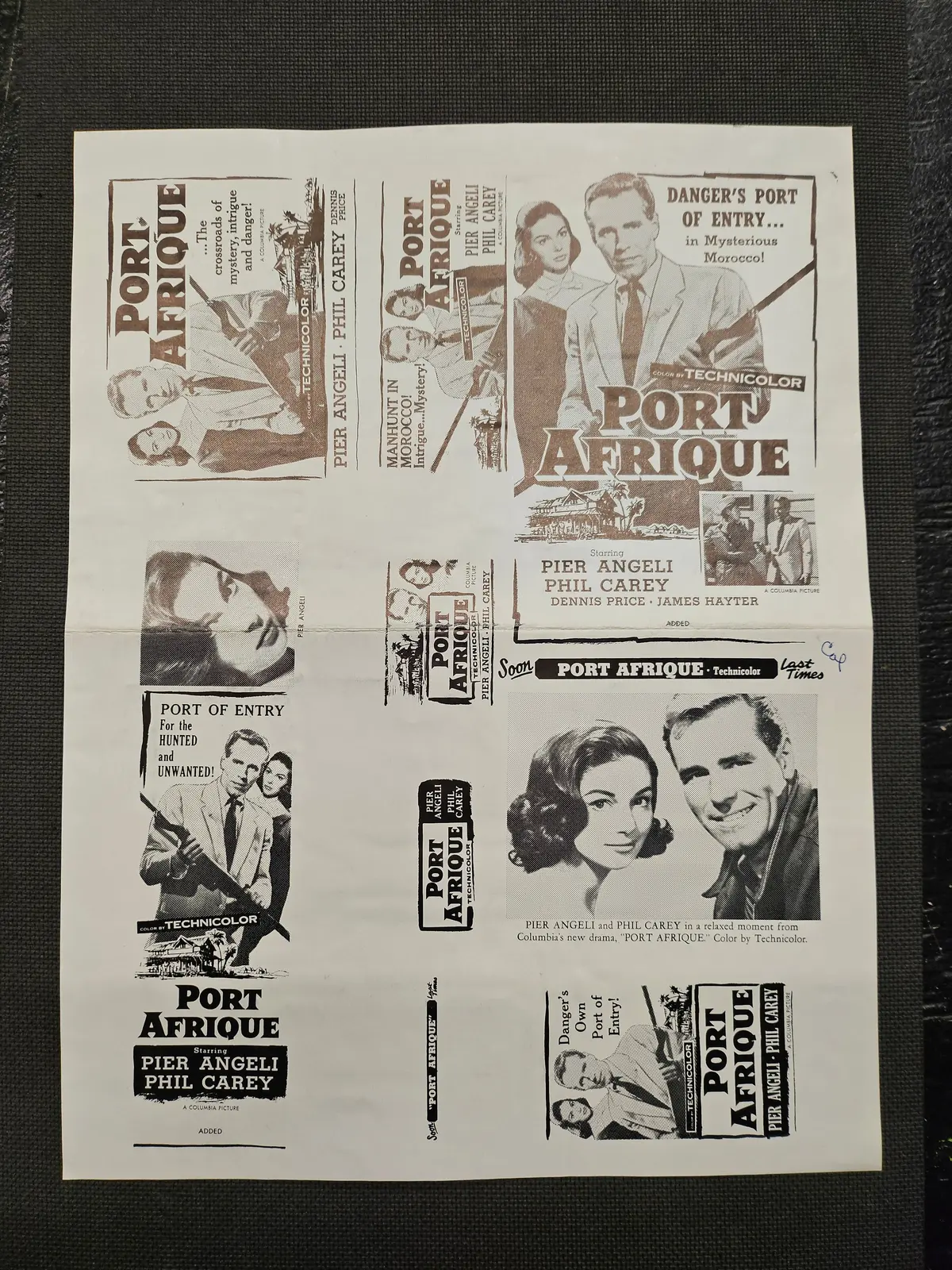 "Port Afrique" Original Movie Ad Mat Mold And Ad Clip Art Print 1