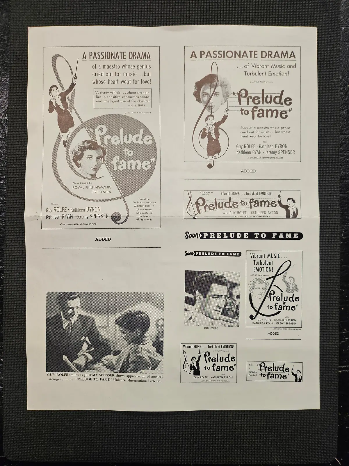 "Prelude To Fame" Original Movie Ad Mat Mold And Ad Clip Art Print 1