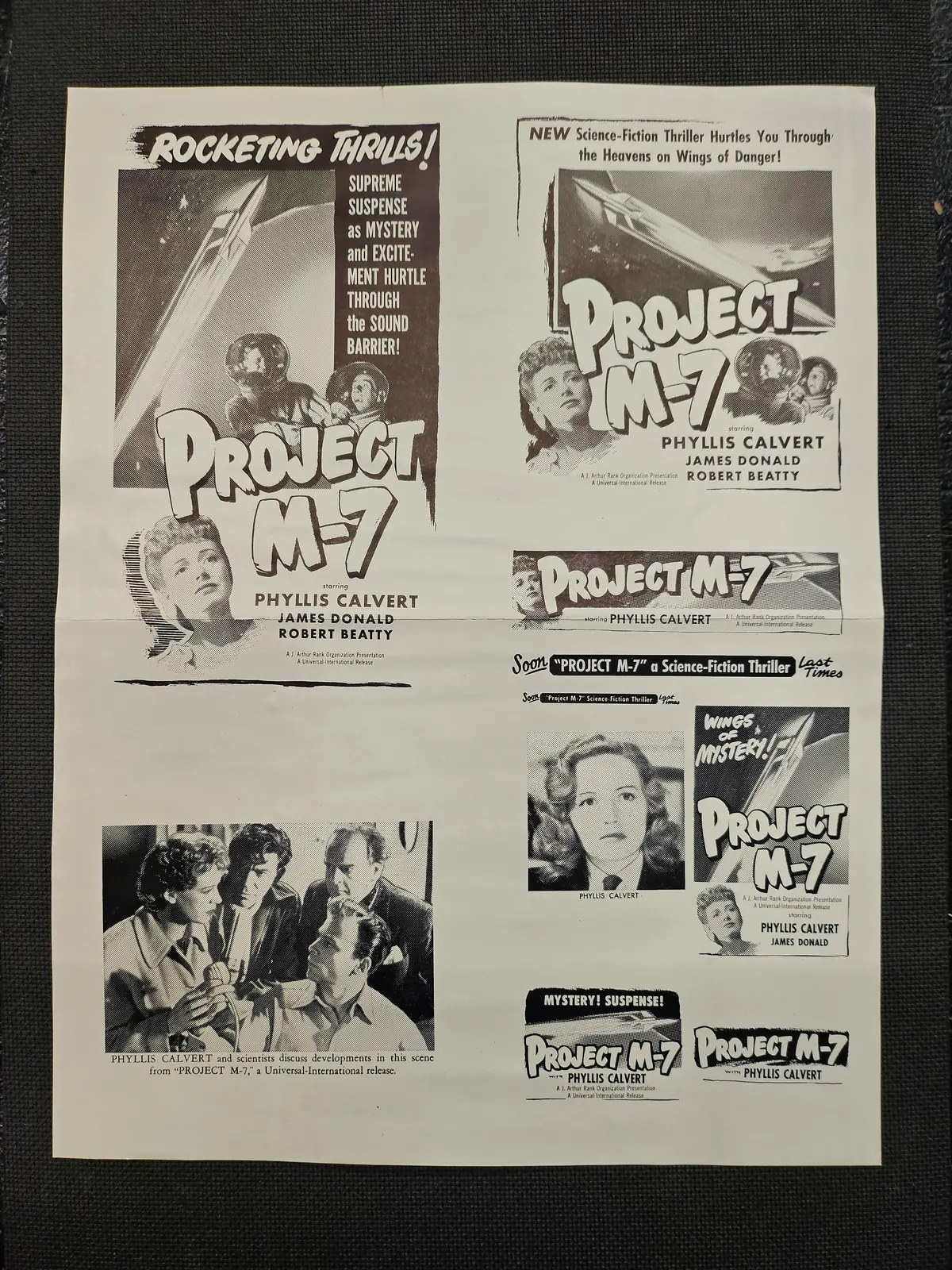"Project M-7" Original Movie Ad Mat Mold And Ad Clip Art Print 1