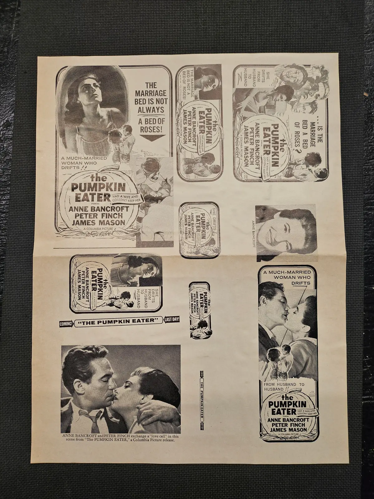 "The Pumpkin Eater" Original Movie Ad Mat Mold And Ad Clip Art Print 1