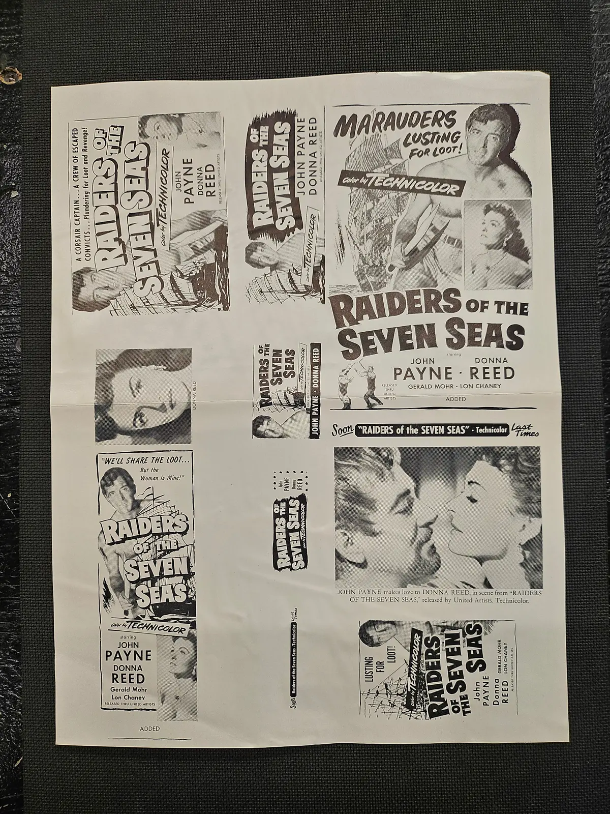 "Raiders Of The Seven Seas" Original Movie Ad Mat Mold And Ad Clip Art Print 1