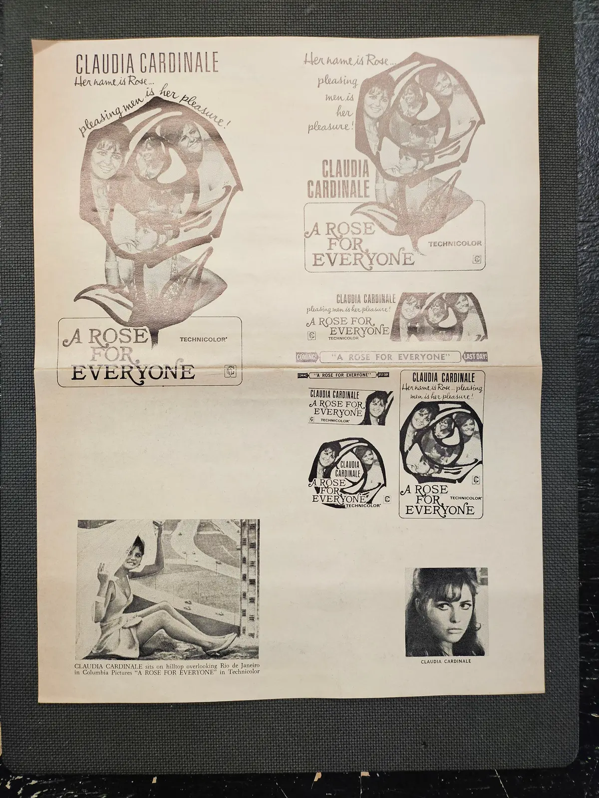 "A Rose For Everyone" Original Movie Ad Mat Mold And Ad Clip Art Print 1