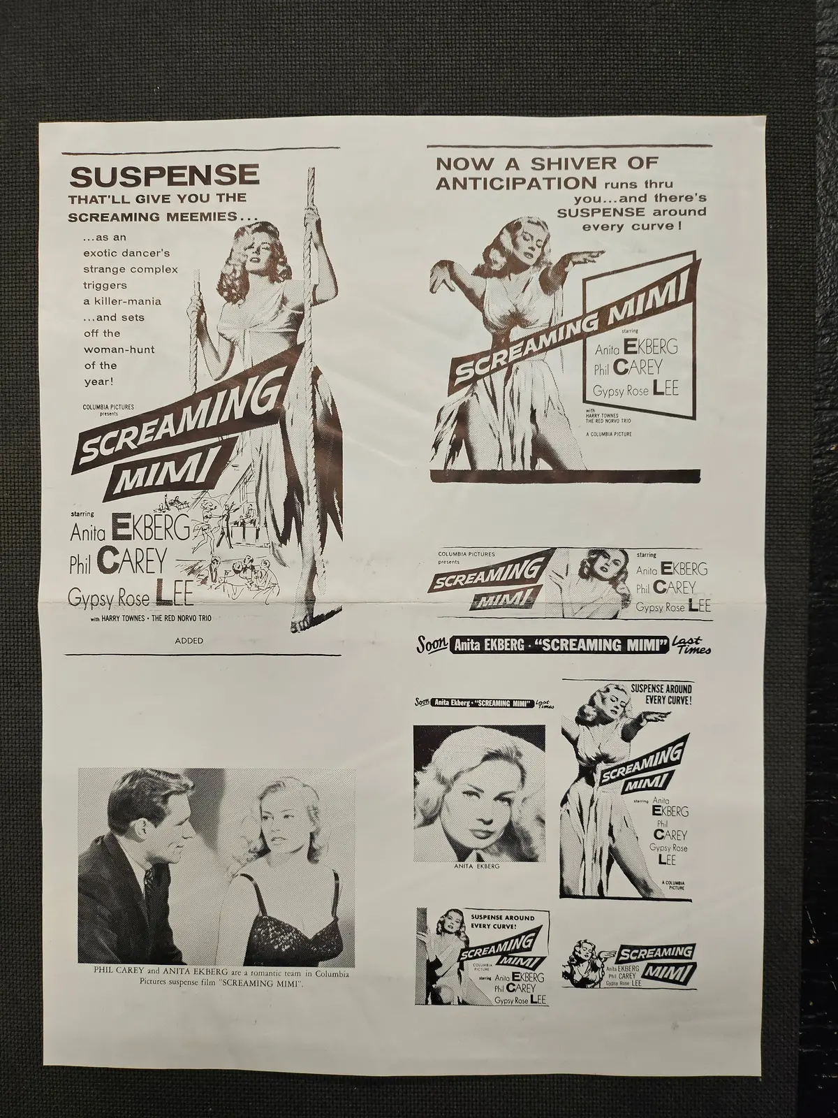 "Screaming Mimi" Original Movie Ad Mat Mold And Ad Clip Art Print 1
