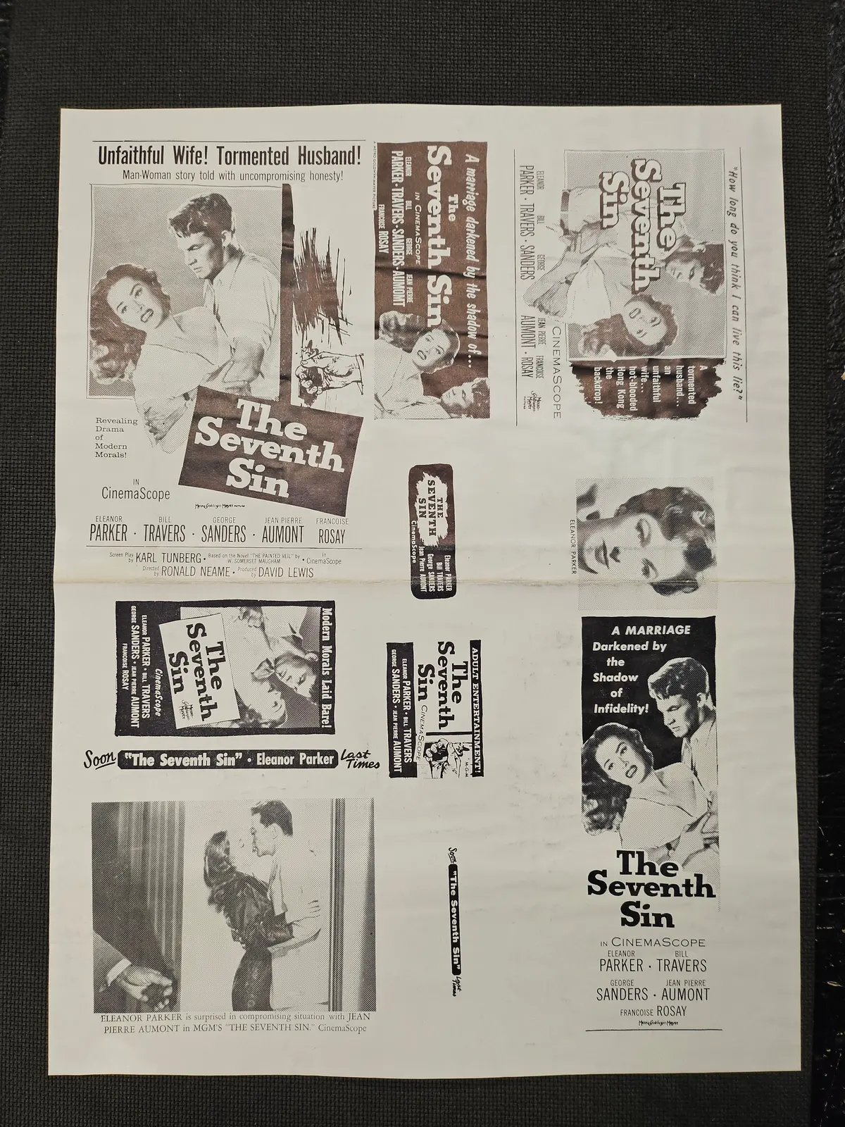 "The Seventh Sin" Original Movie Ad Mat Mold And Ad Clip Art Print 1
