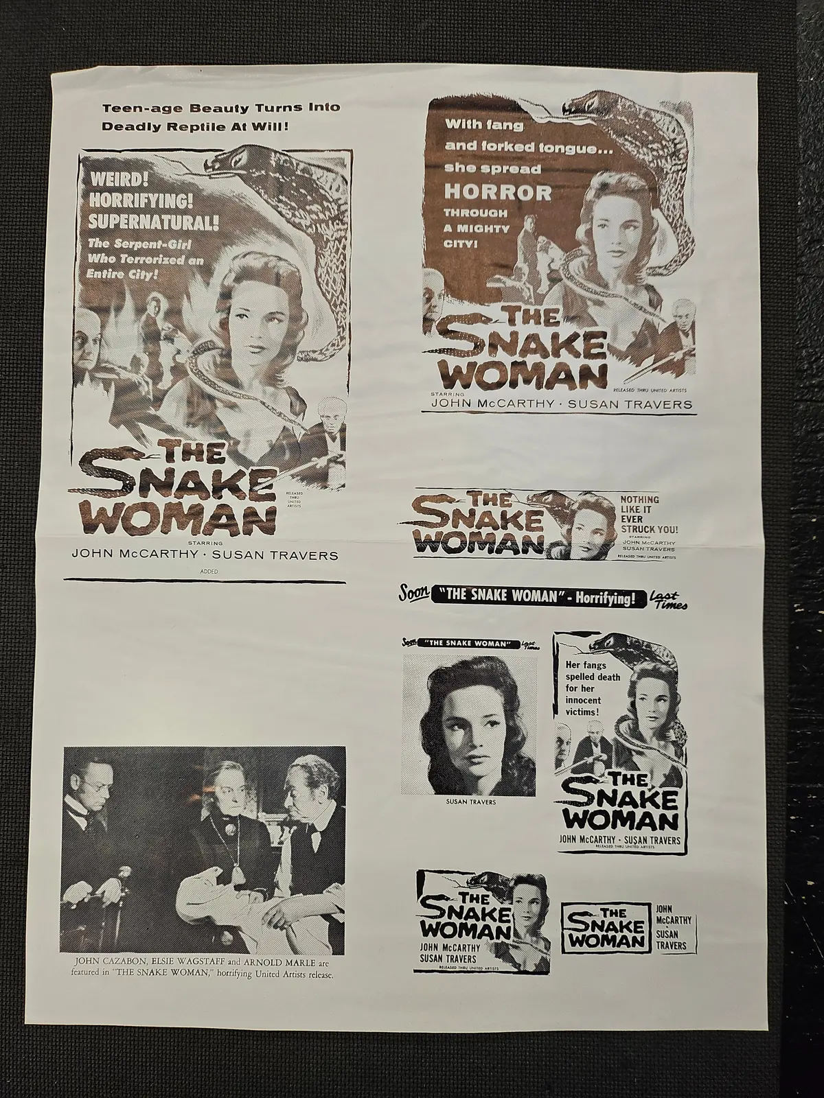 "The Snake Woman" Original Movie Ad Mat Mold And Ad Clip Art Print 1