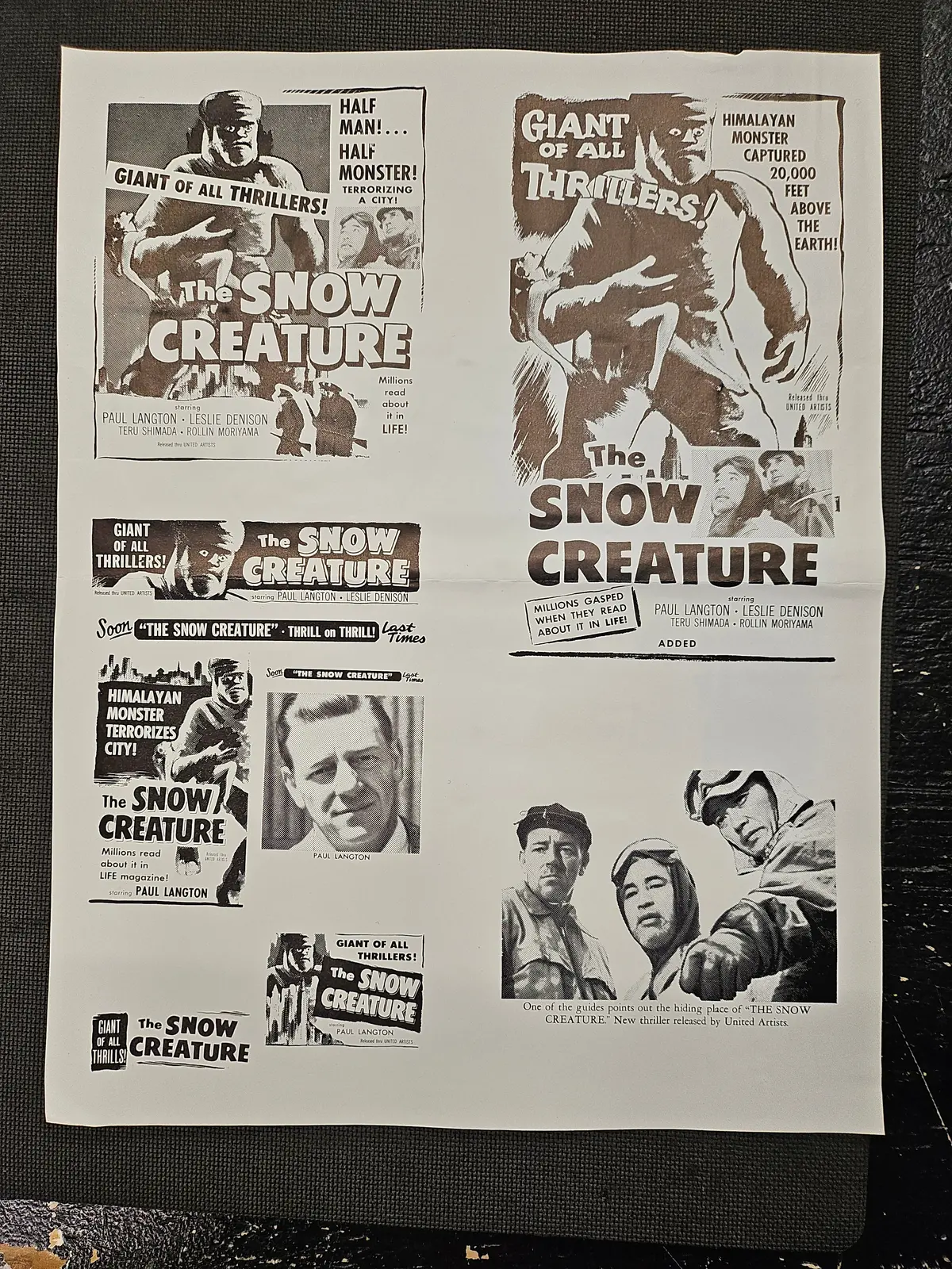 "The Snow Creature" Original Movie Ad Clip Art Print 1