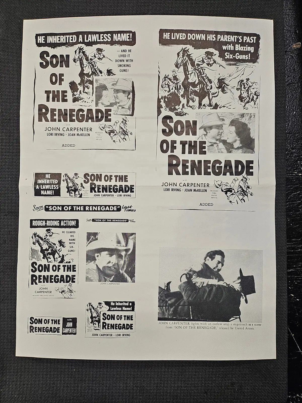 "Son Of The Renegade" Original Movie Ad Mat Mold And Ad Clip Art Print 1