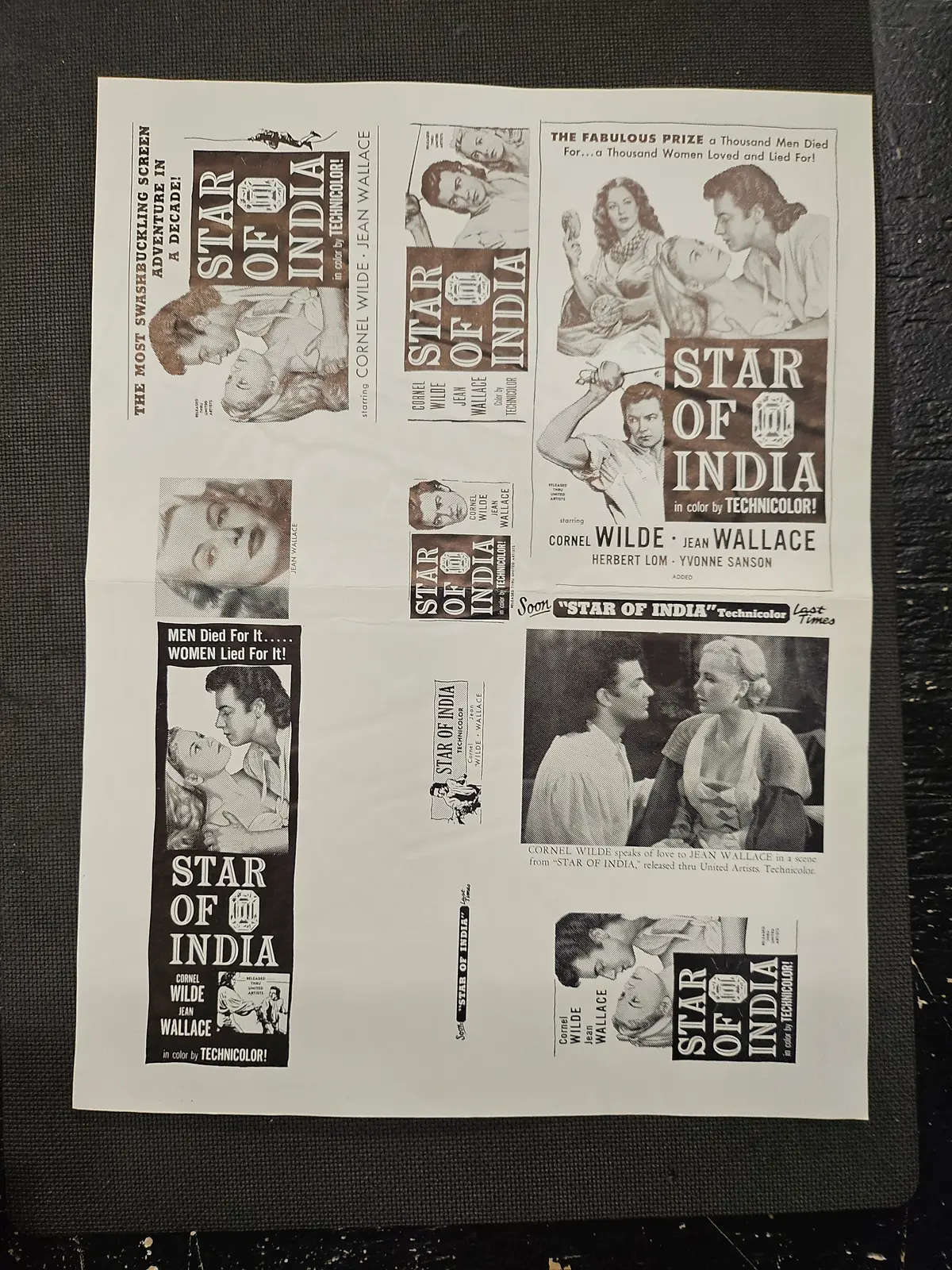 "Star Of India" Original Movie Ad Mat Mold And Ad Clip Art Print 1