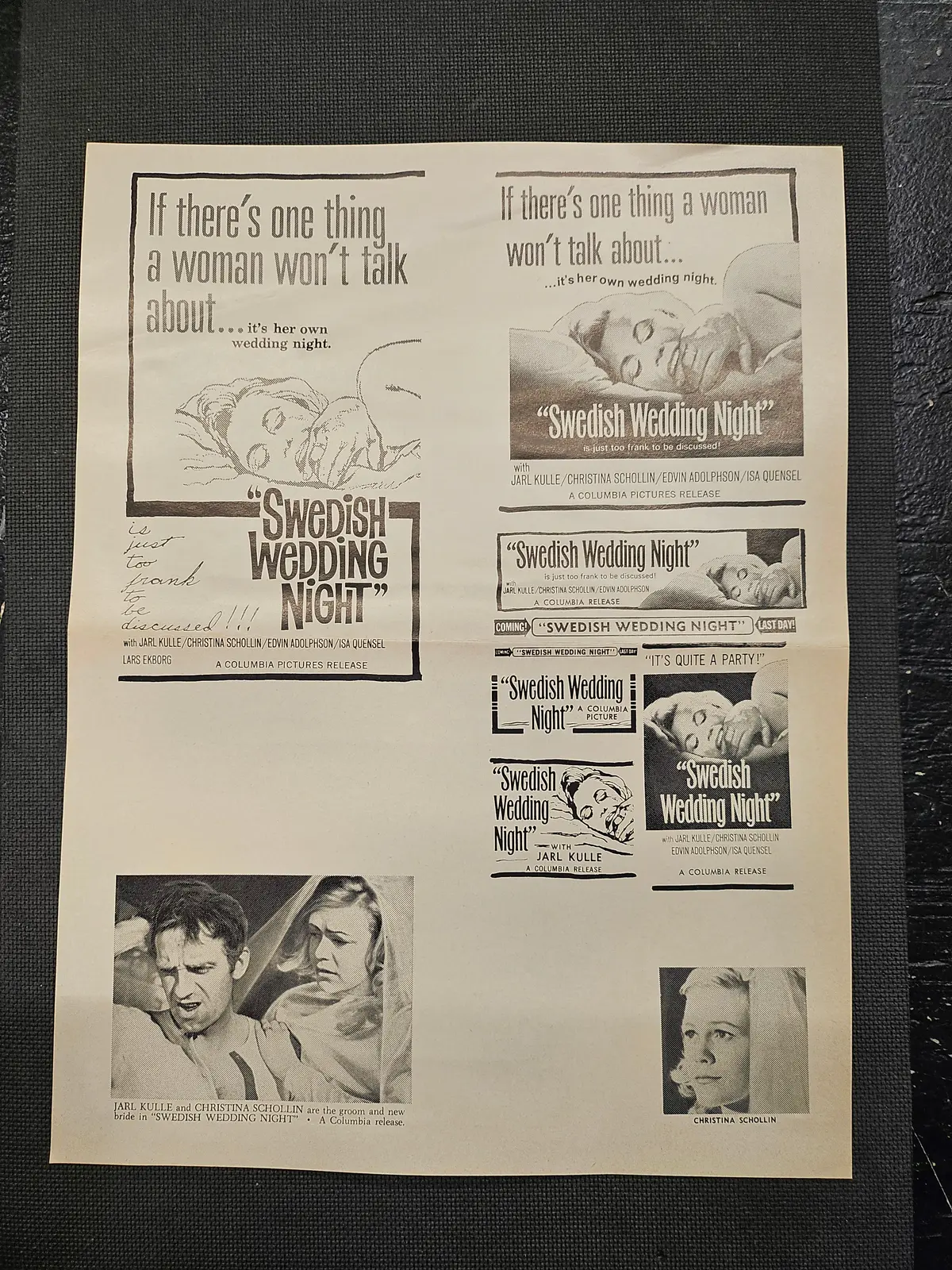 "Swedish Wedding Night " Original Movie Ad Clip Art Print 1