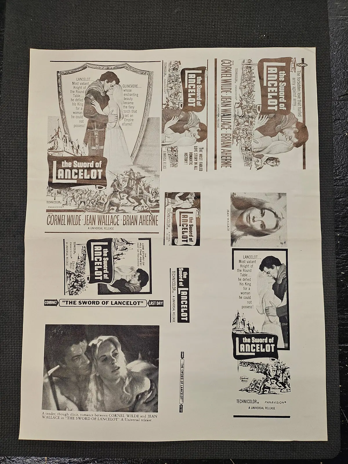 "The Sword Of Lancelot" Original Movie Ad Mat Mold And Ad Clip Art Print 1