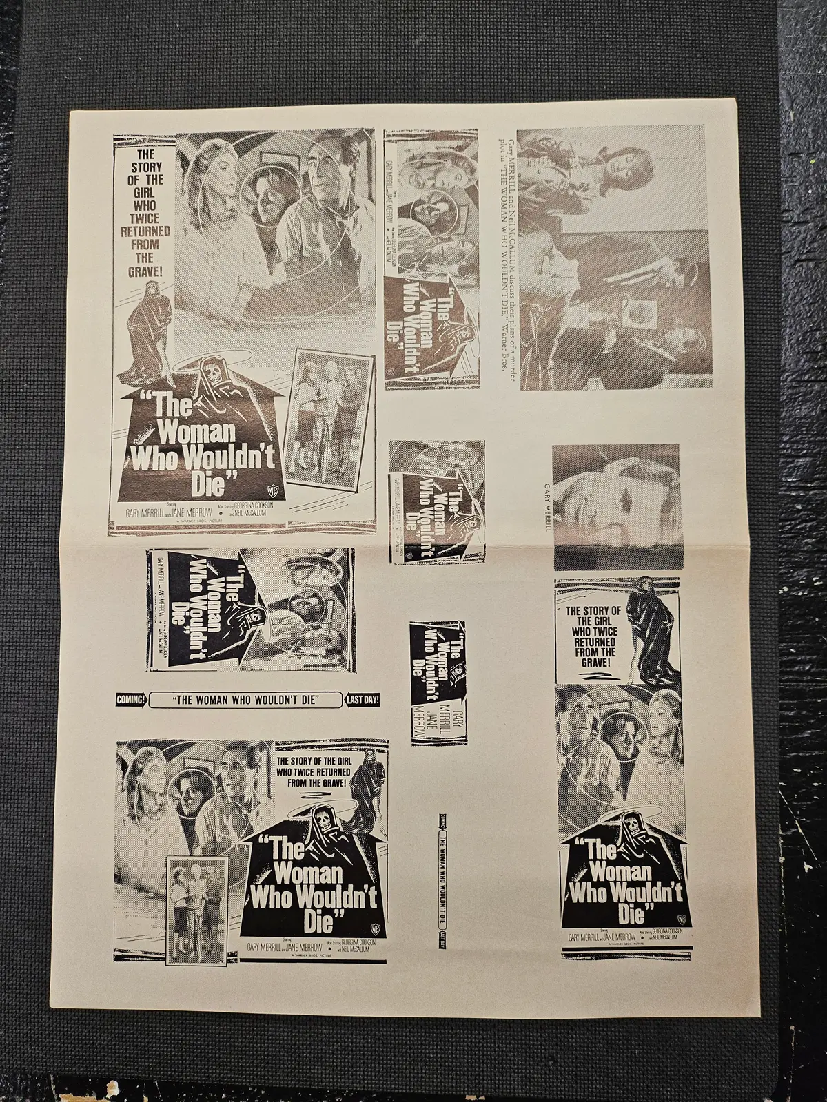"The Woman Who Wouldn't Die" Original Movie Ad Mat Mold And Ad Clip Art Print 1