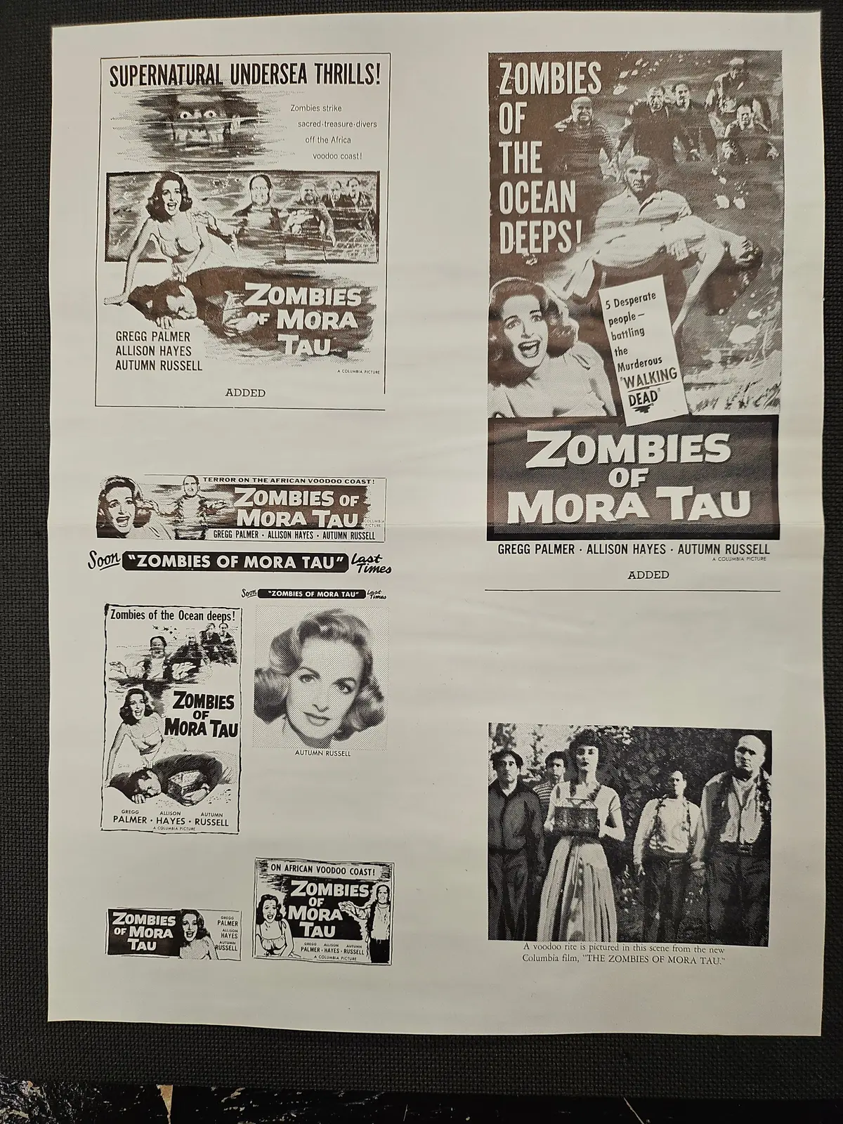 "Zombies Of Mora Tau" Original Movie Ad Mat Mold And Ad Clip Art Print 1