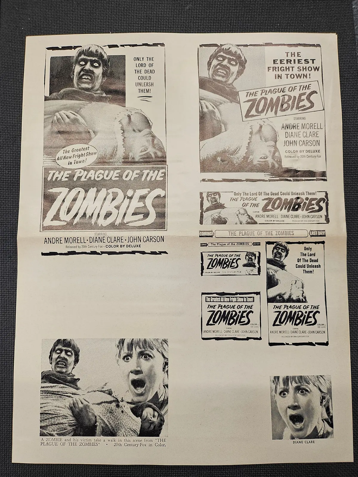 "The Plague Of The Zombies" Original Movie Ad Mat Mold And Ad Clip Art Print 1